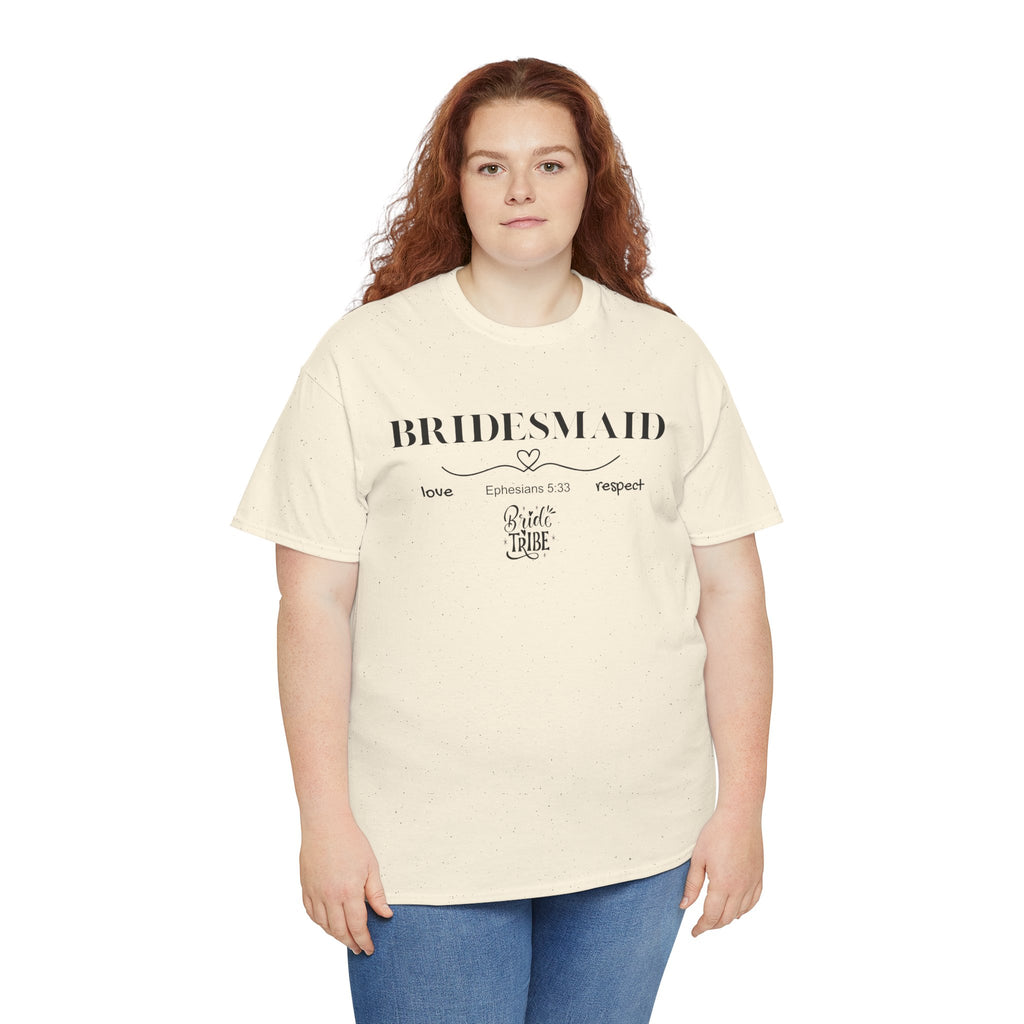 Bridesmaid T-Shirt — Elegant Script Bridal Party Tee (‘Bridesmaid’ with Heart) - Christian