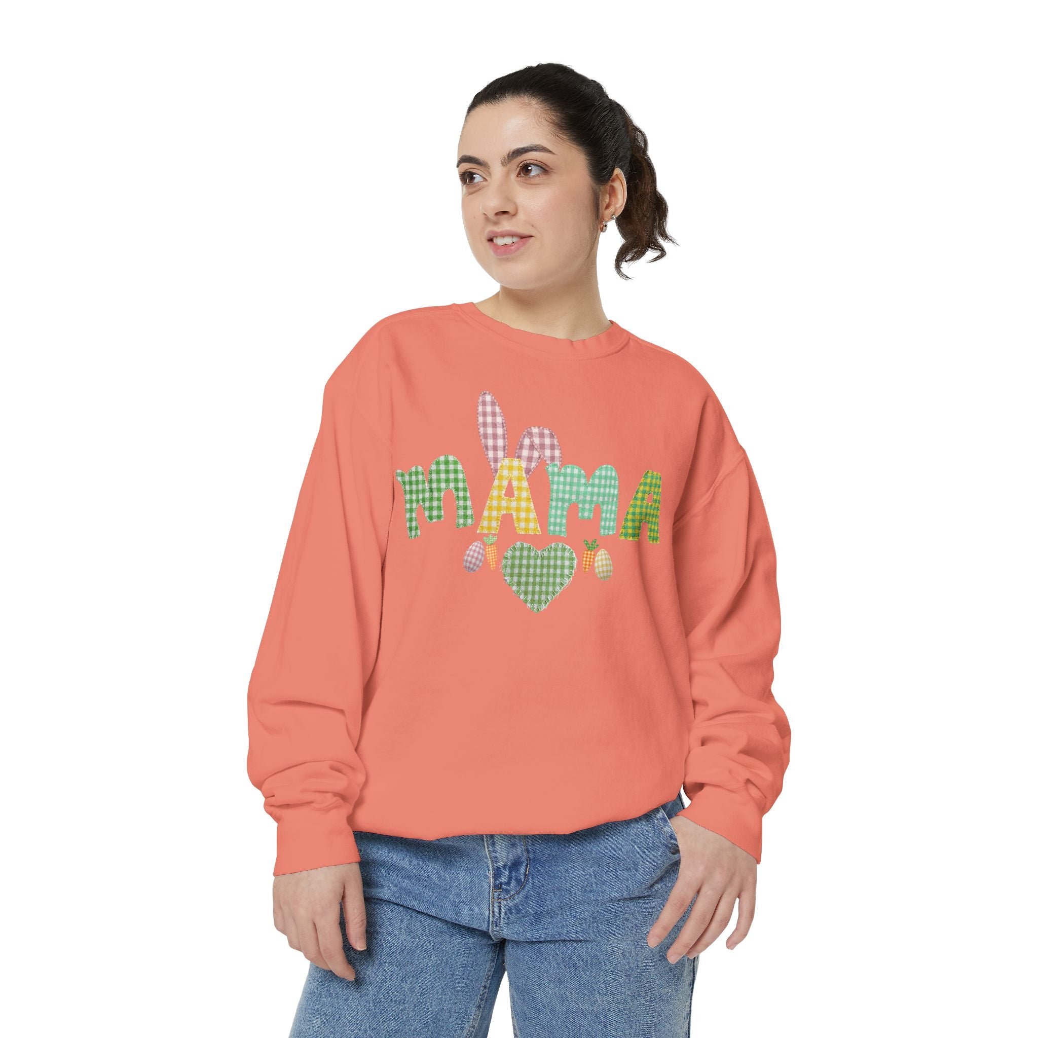 Comfort Colors - Mama Bunny Sweatshirt — Easter Plaid Mom Pullover