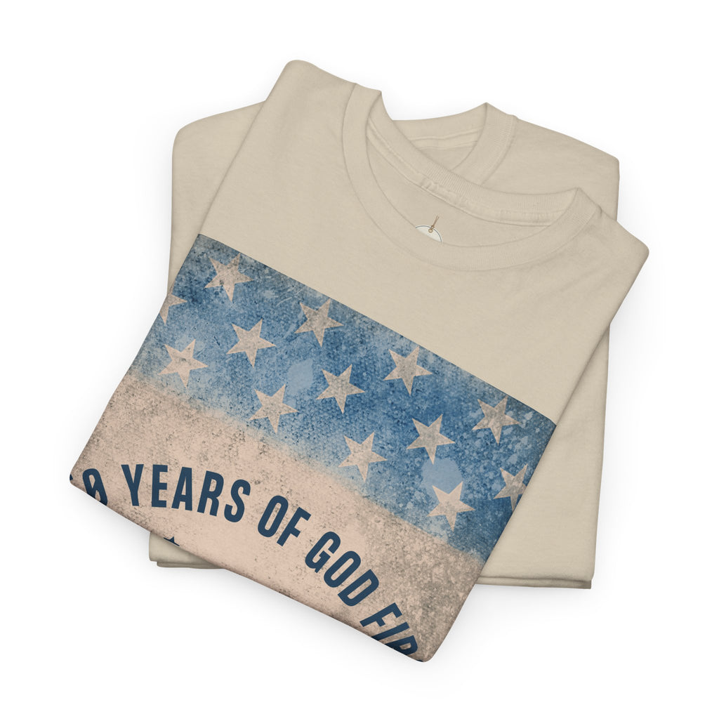 God First 250 Years Vintage American Flag  and Patriotic T-Shirt