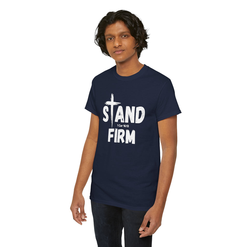 Stand Firm T-Shirt — Christian Faith Tee with Cross & 1 Cor 16:13 Inspirational Design