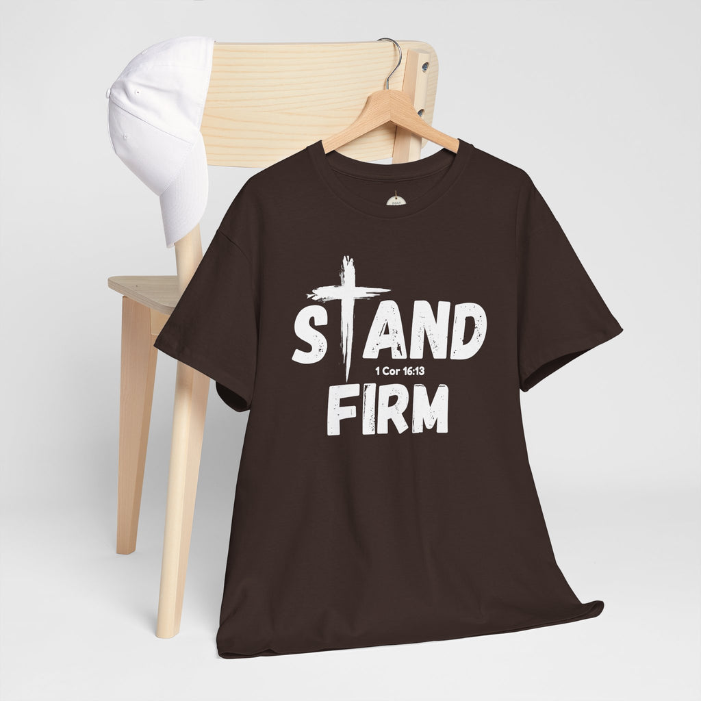 Stand Firm T-Shirt — Christian Faith Tee with Cross & 1 Cor 16:13 Inspirational Design