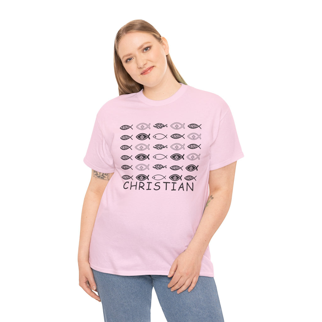 Christian Fish Pattern T‑Shirt — Ichthys Faith Tee - JESUS FISH
