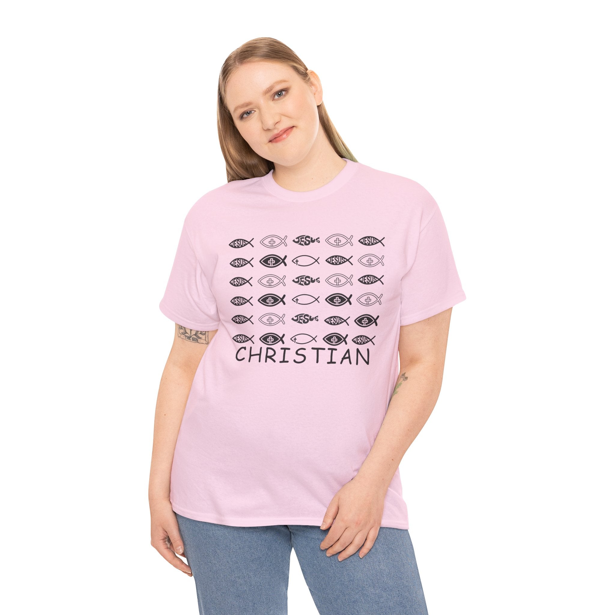 Christian Fish Pattern T‑Shirt — Ichthys Faith Tee - JESUS FISH
