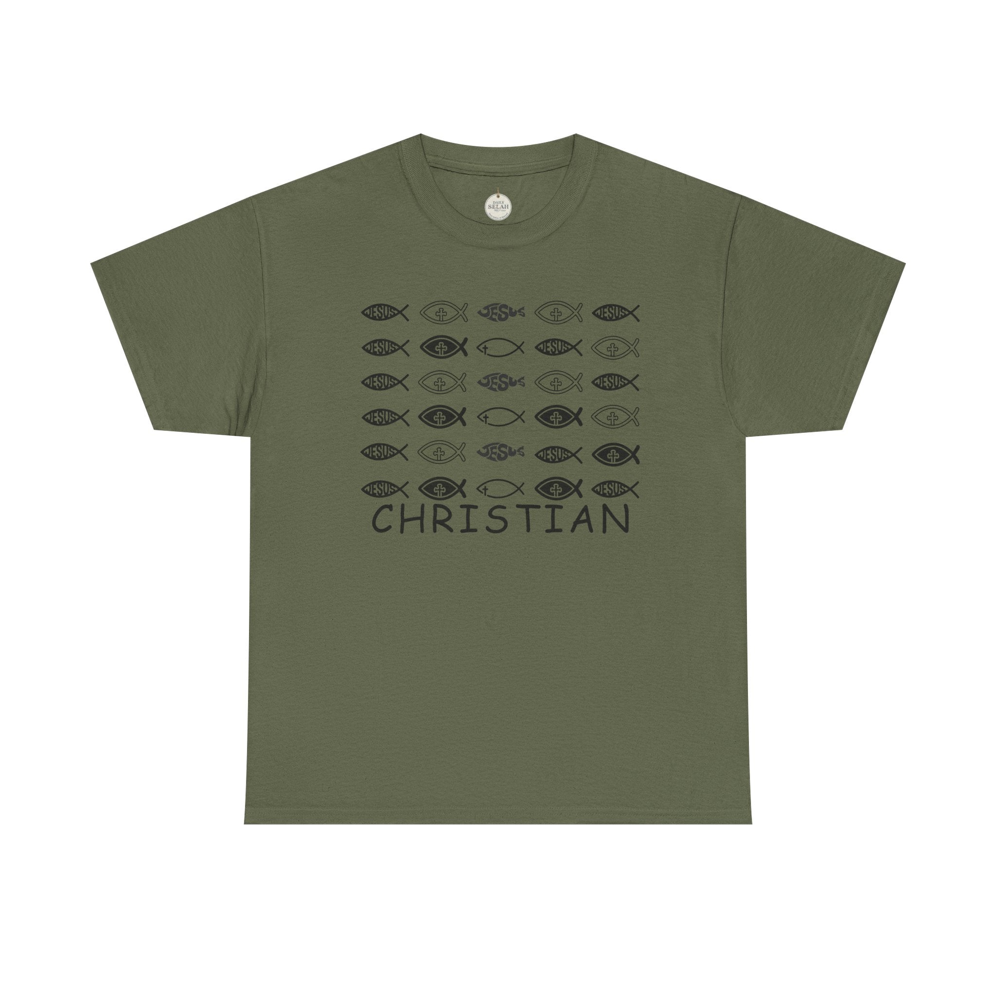 Christian Fish Pattern T‑Shirt — Ichthys Faith Tee - JESUS FISH