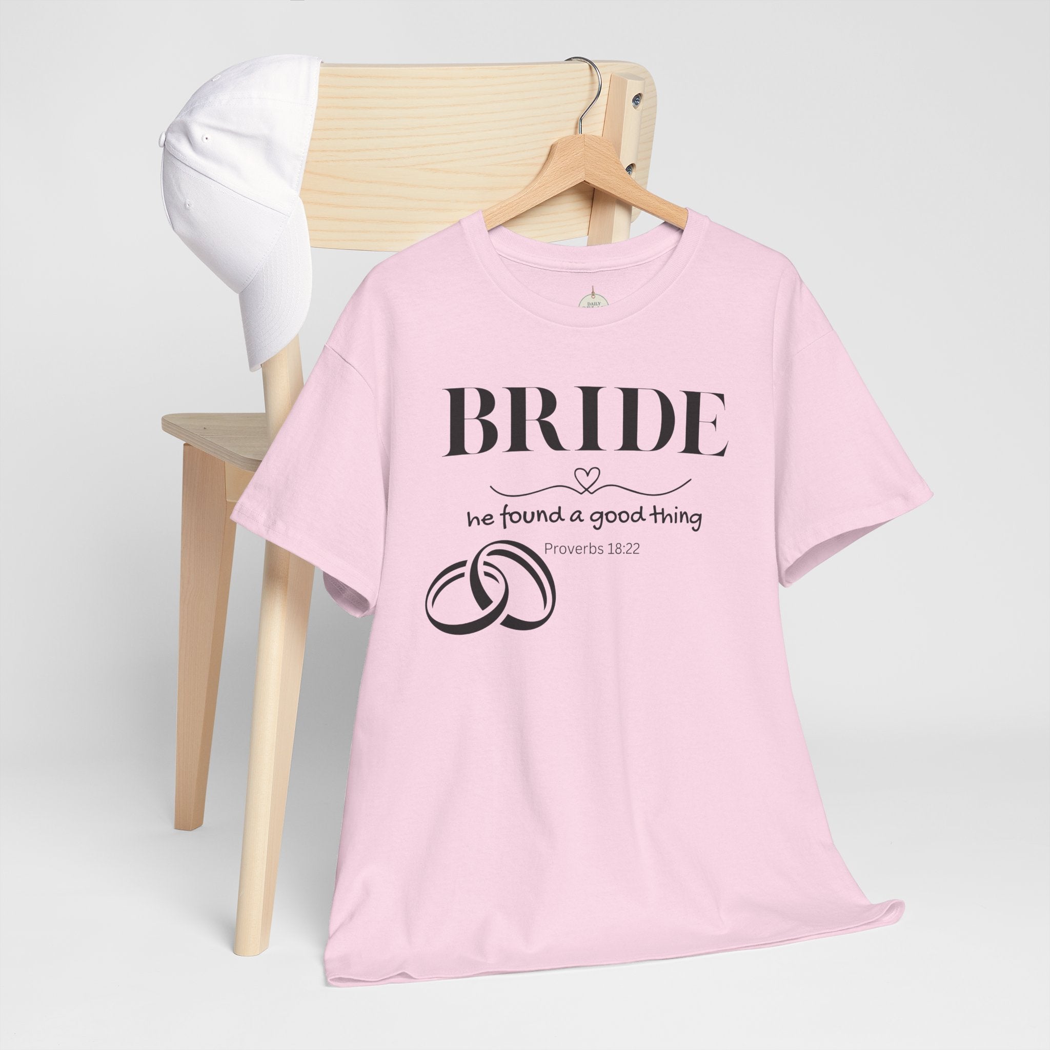 Bride T-Shirt — "We Found a Good Thing" Wedding Rings Tee - Christian - Personalized