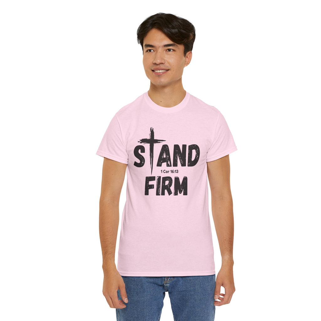 Stand Firm T-Shirt — Christian Faith Tee with Cross & 1 Cor 16:13 Inspirational Design