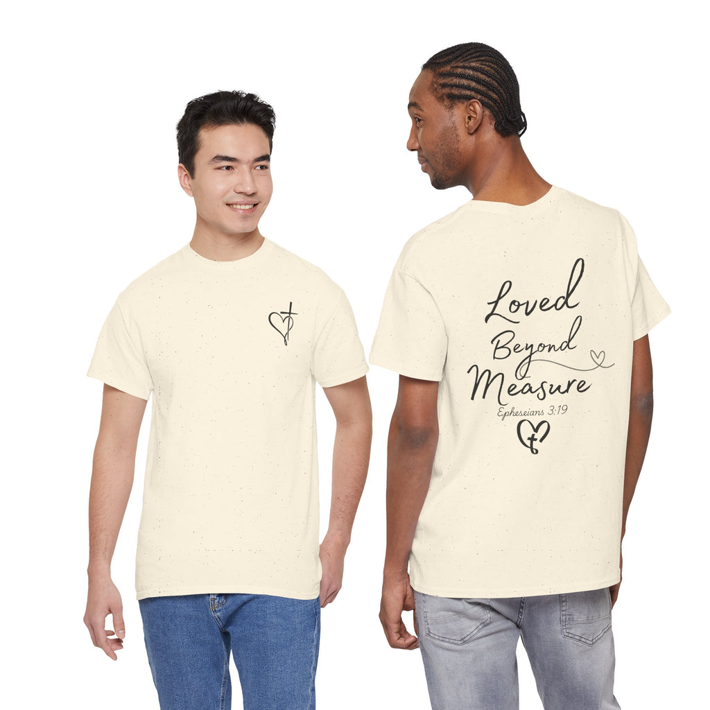 Loved Beyond Measure Tee — Christian Faith Heart Cross T-Shirt (Ephesians 3:18)
