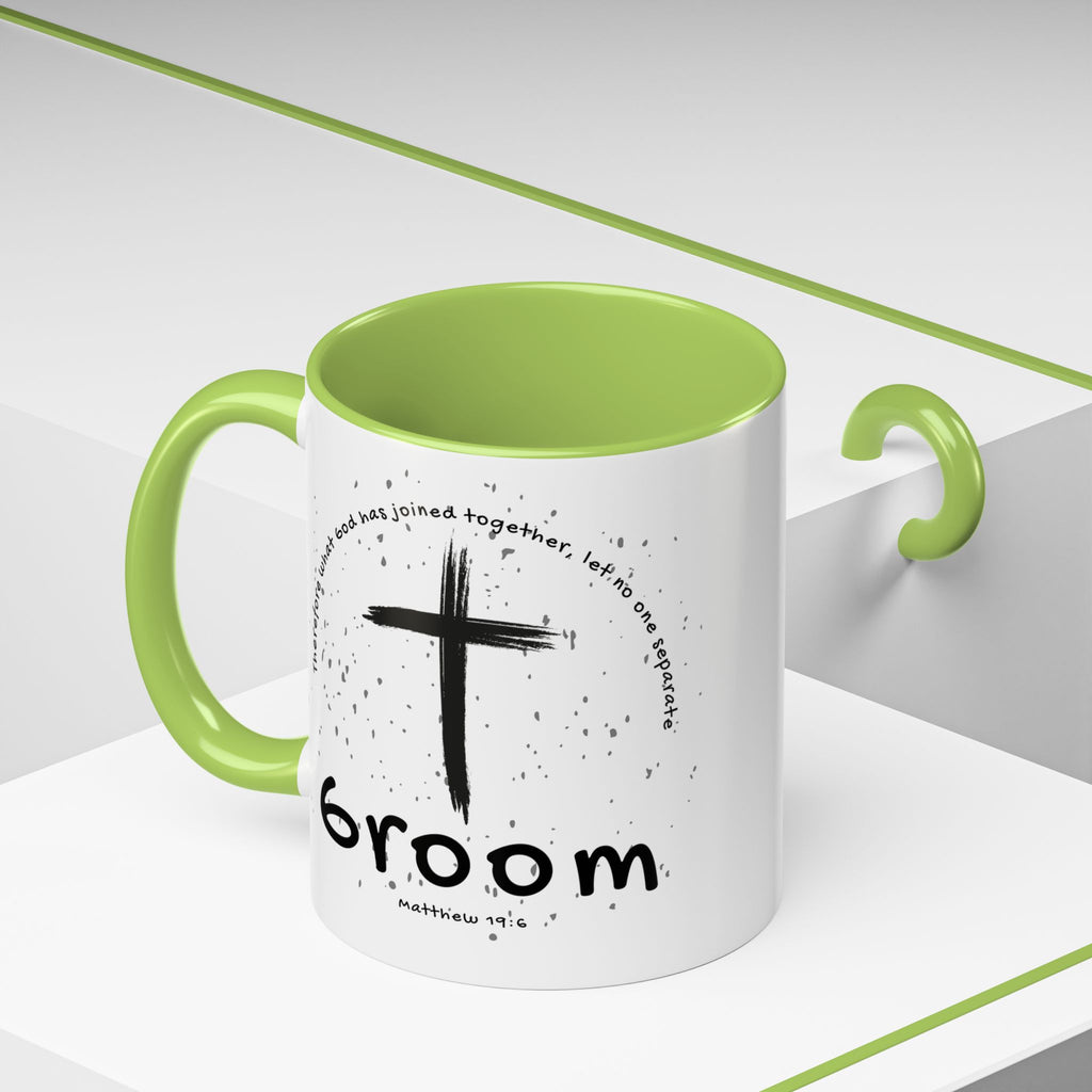 Groom Faith Coffee Mug – Cross & Matthew 19:6 Wedding Gift
