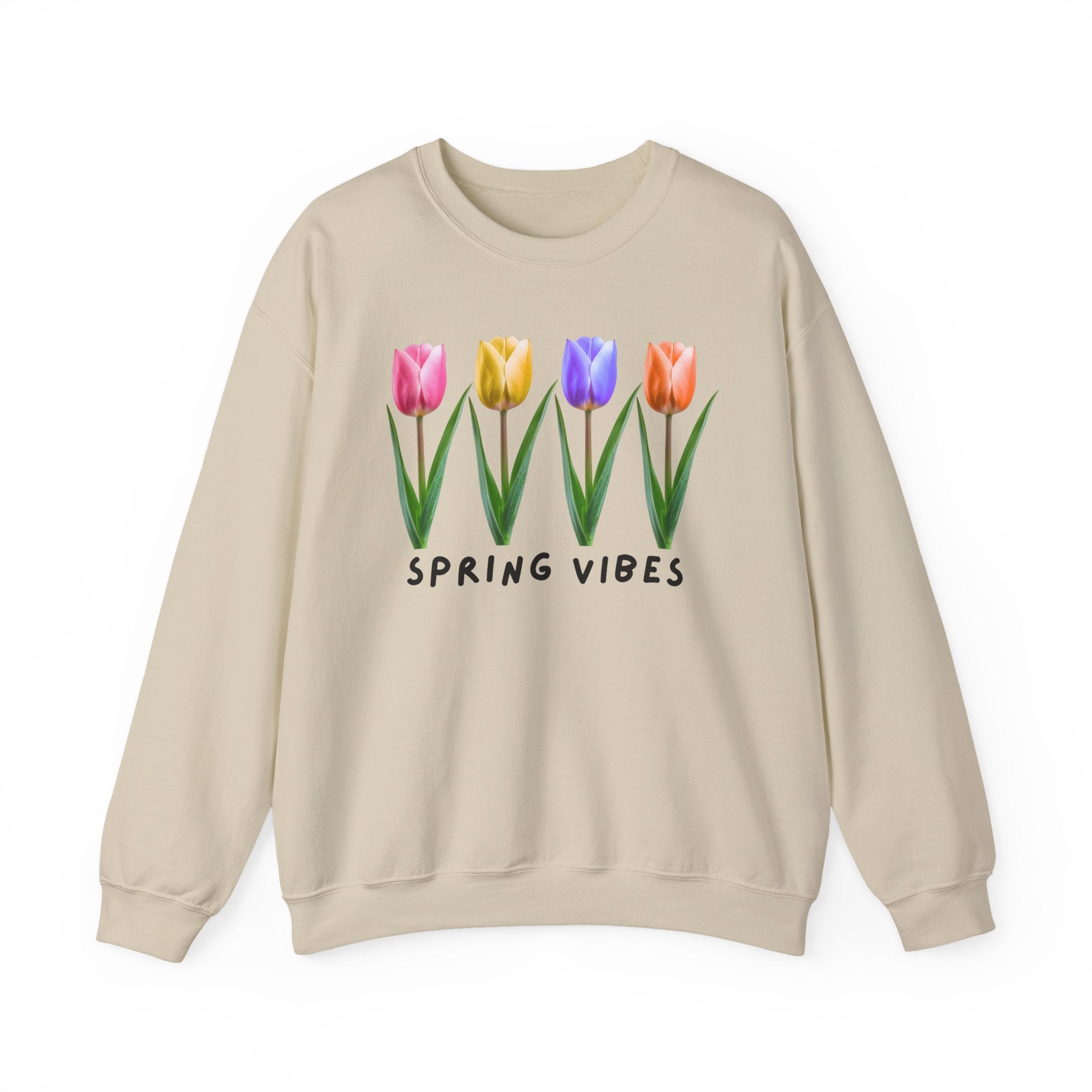 Crewneck Sweatshirt - Spring Vibes Tulips Floral Graphic