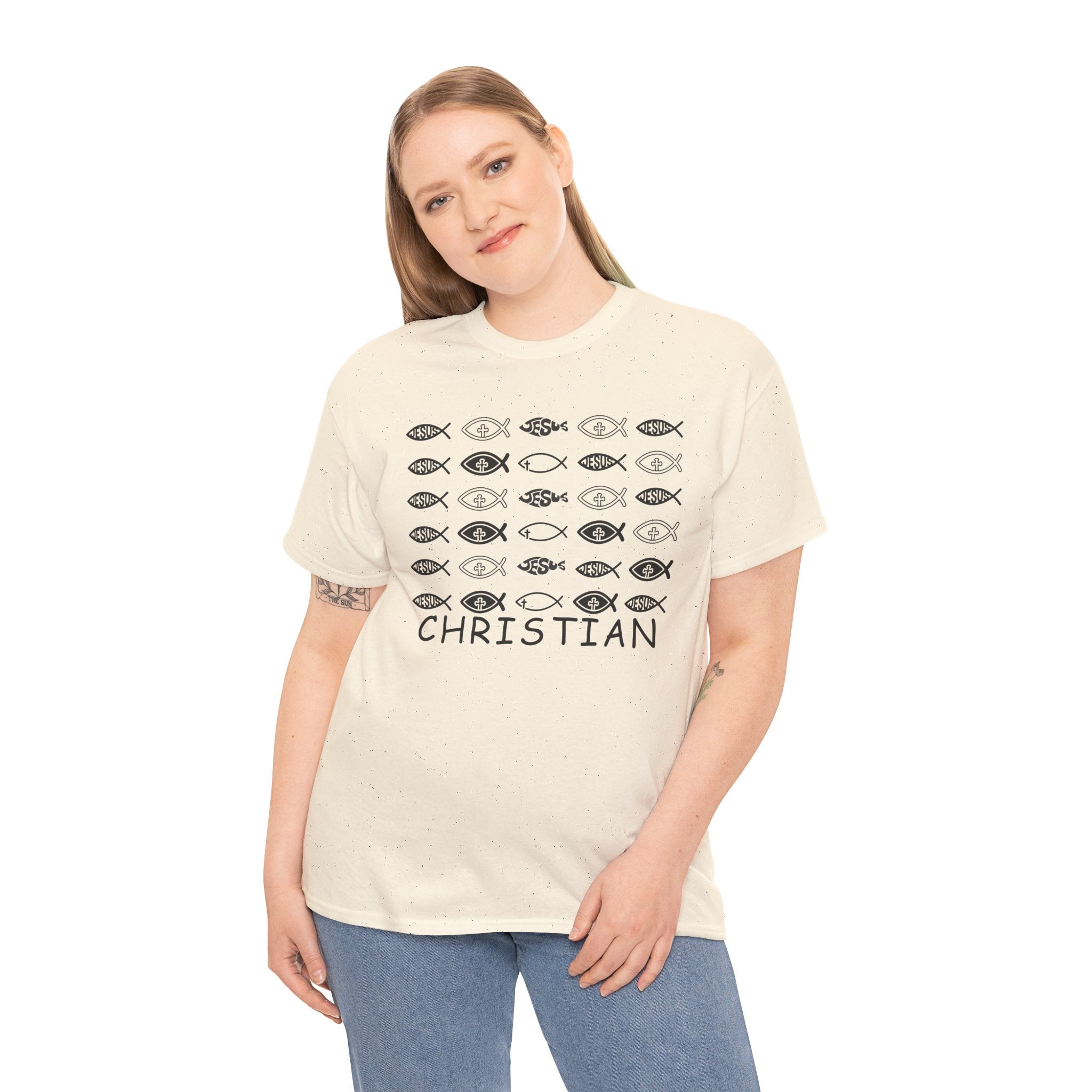 Christian Fish Pattern T‑Shirt — Ichthys Faith Tee - JESUS FISH