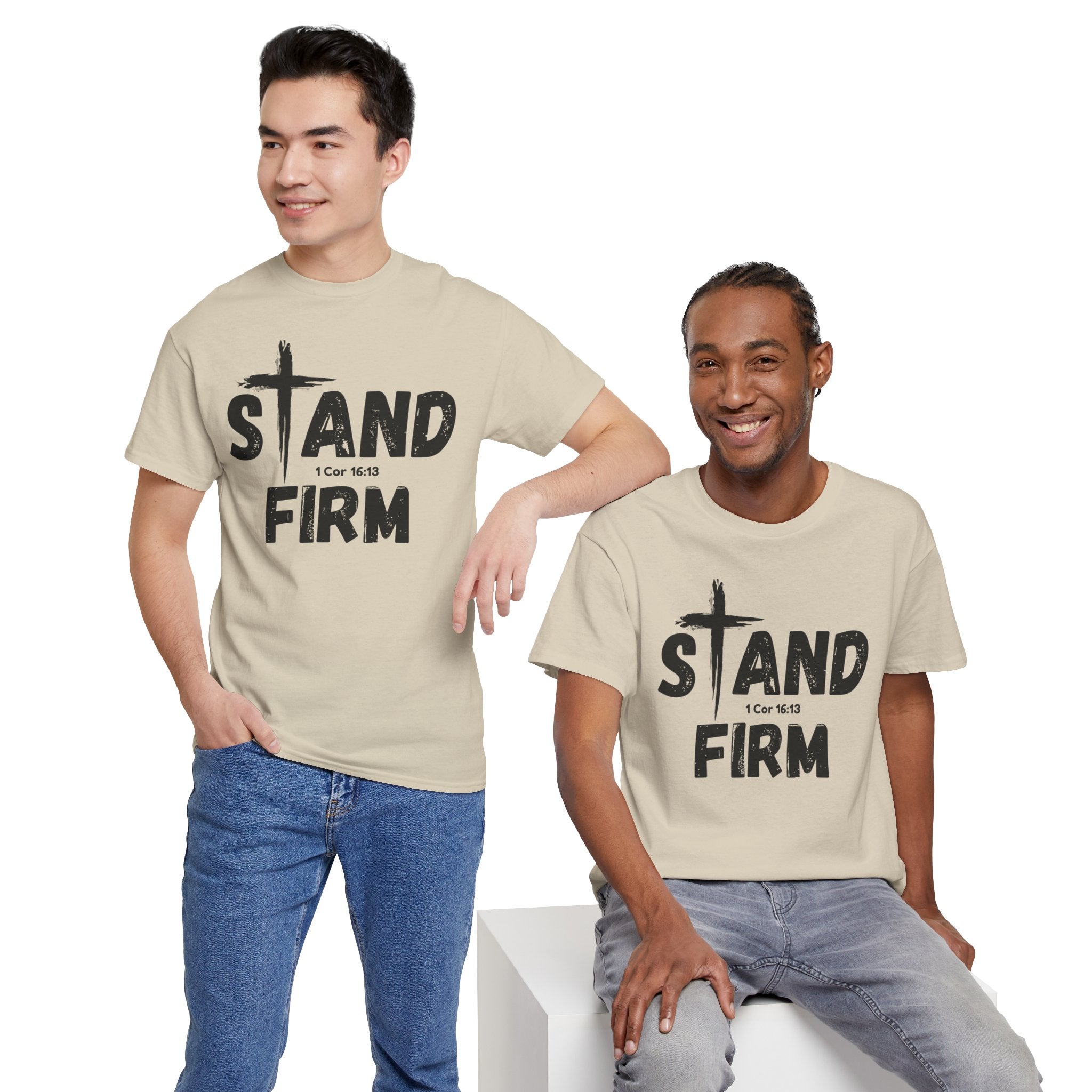 Stand Firm T-Shirt — Christian Faith Tee with Cross & 1 Cor 16:13 Inspirational Design