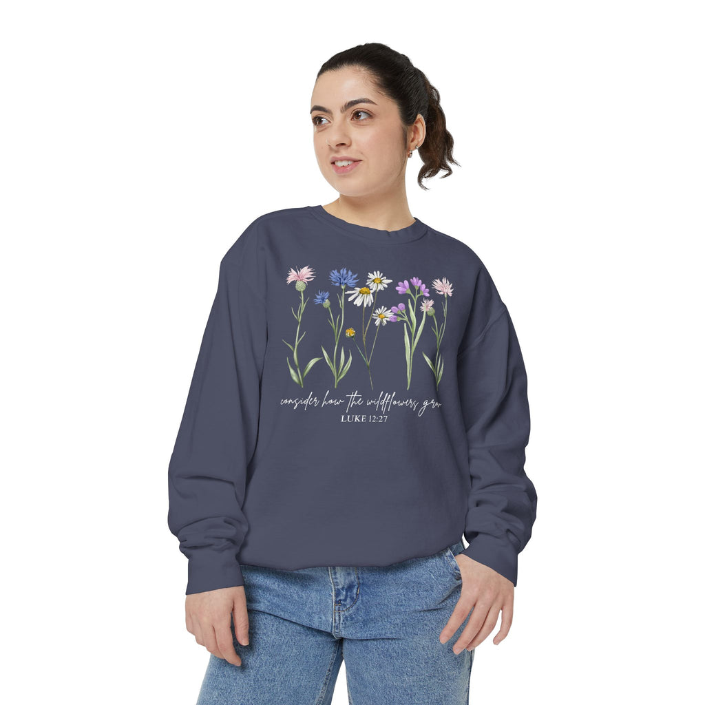 Floral Wildflower Sweatshirt — "comfort lies in allowing yourself to grow"