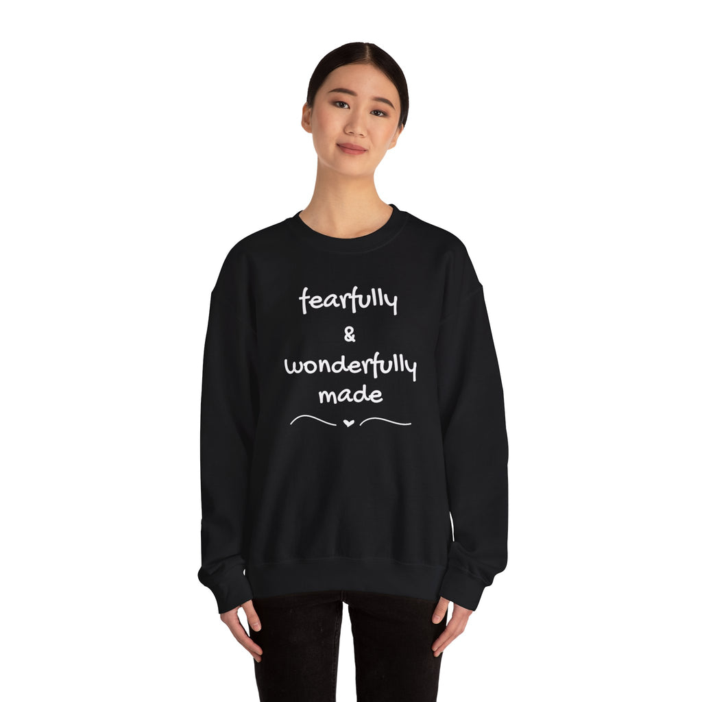 Faith-Based Crewneck Sweatshirt — "Fearfully & Wonderfully Made" Inspirational Pullover