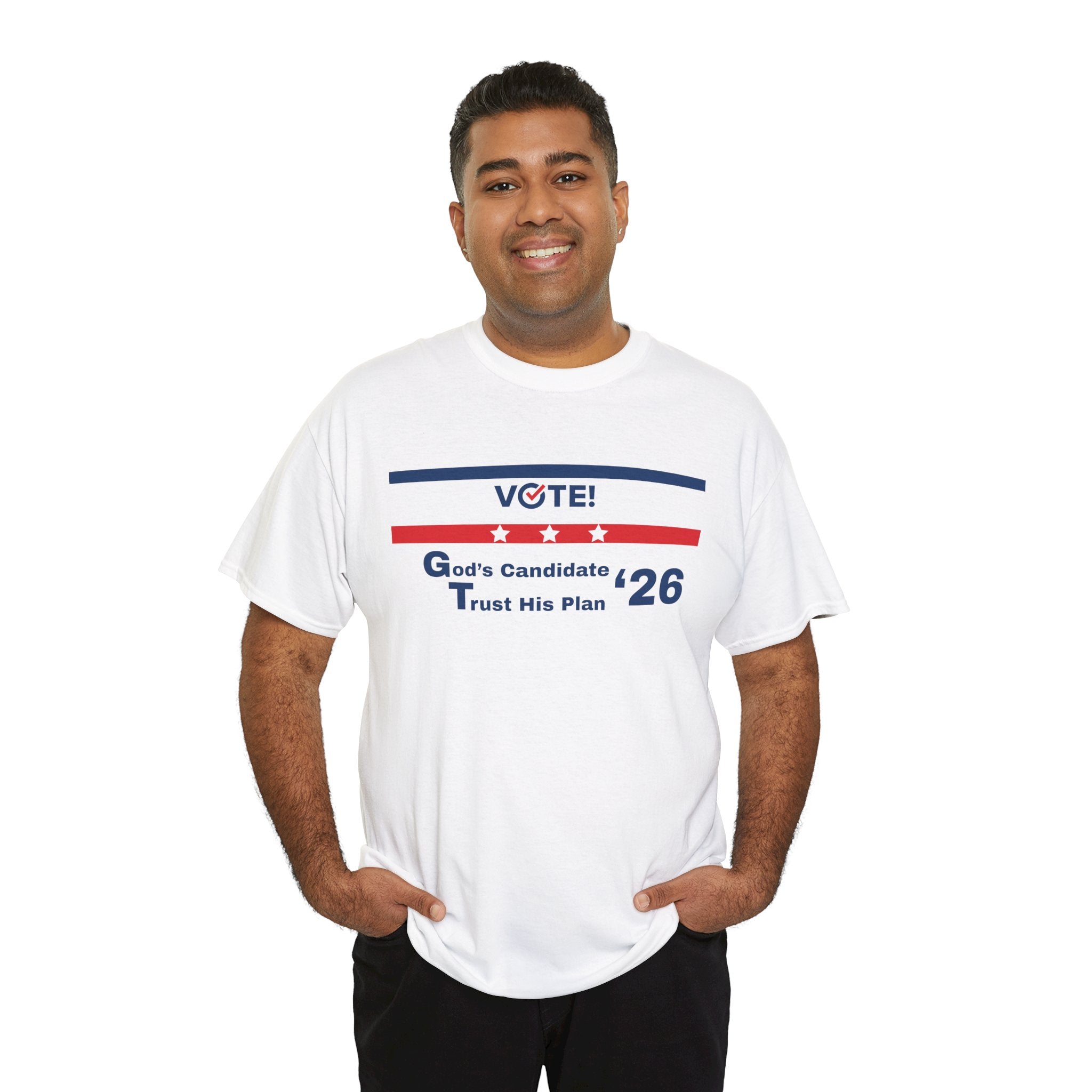 Political Vote '26 T‑Shirt — "God's Candidate Trust His Plan" Patriotic Tee