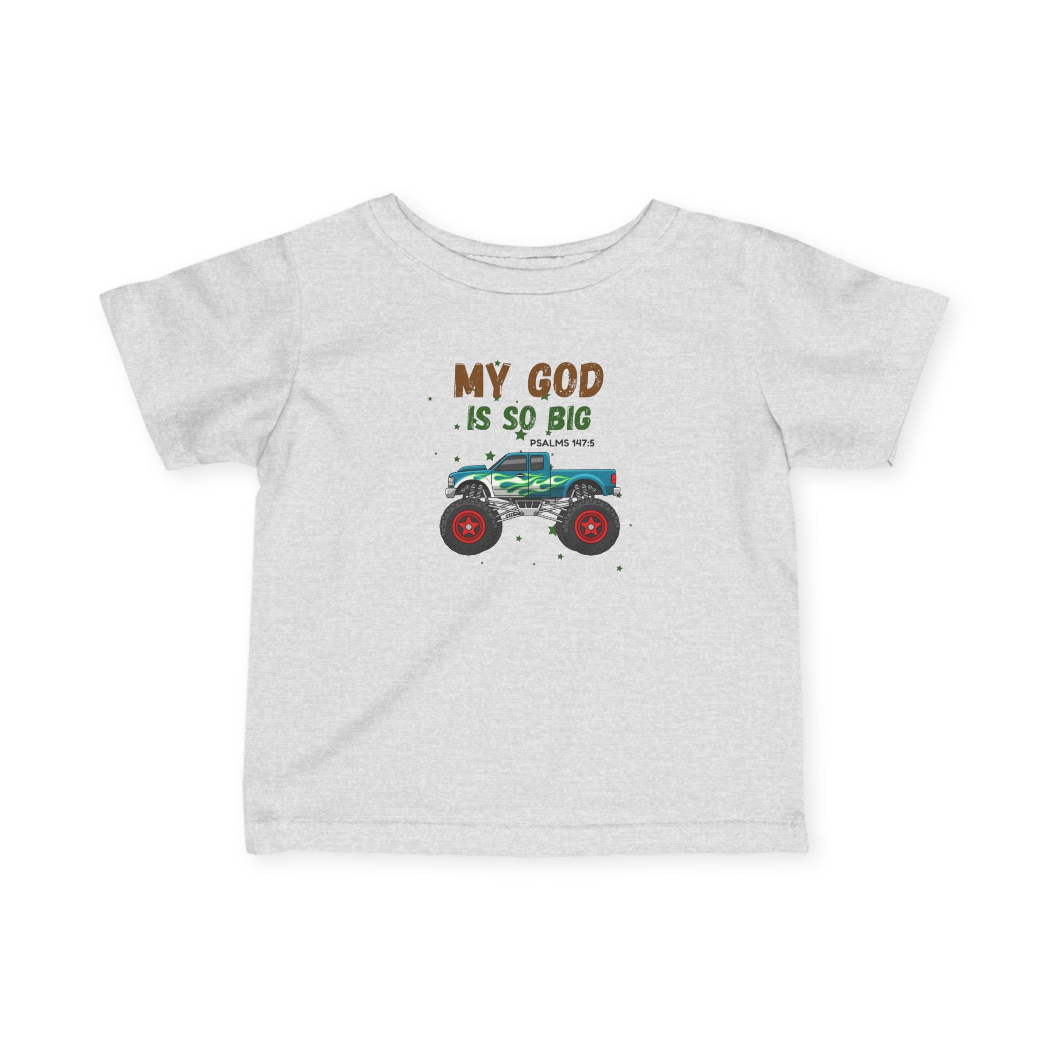 Infant Tee — "My God Is So Big" Monster Truck Baby Shirt