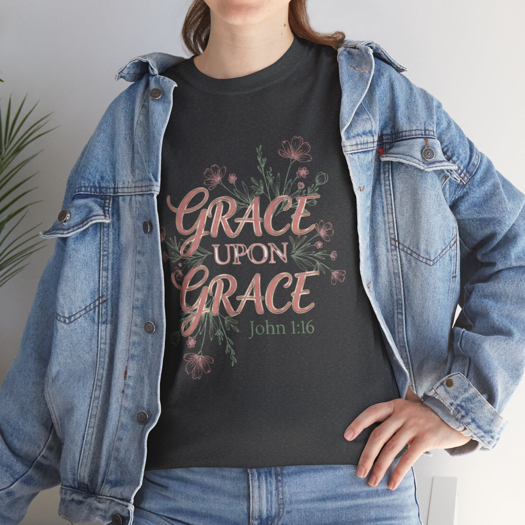 Grace Upon Grace Tee — John 1:16 Floral Christian T-Shirt