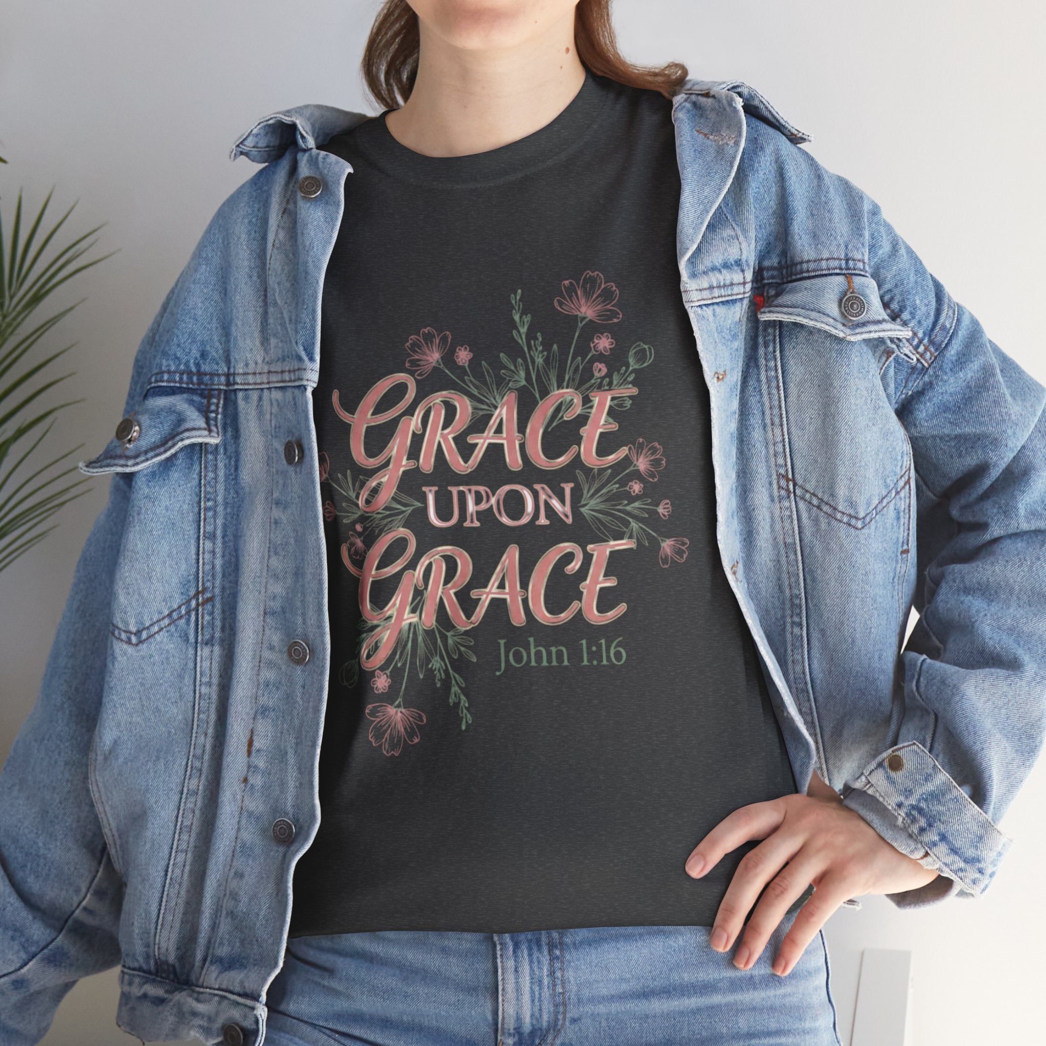 Grace Upon Grace Tee — John 1:16 Floral Christian T-Shirt