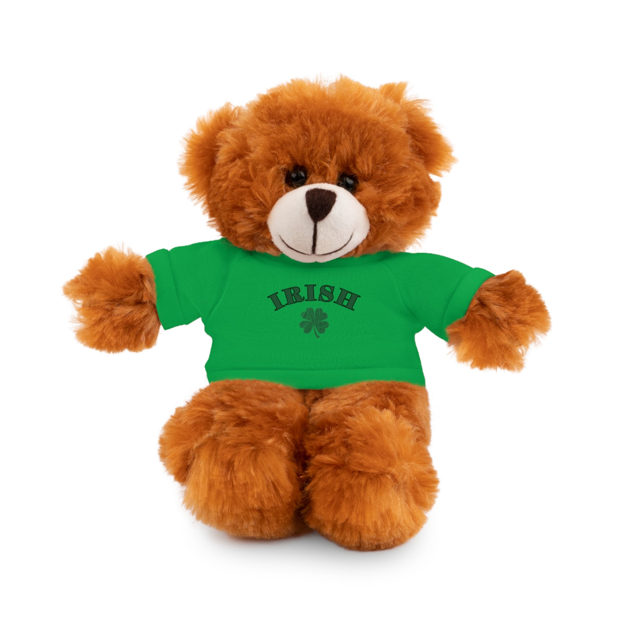 Irish Clover Teddy Bear with 'IRISH' Tee — St. Patrick's Day Plush Gift