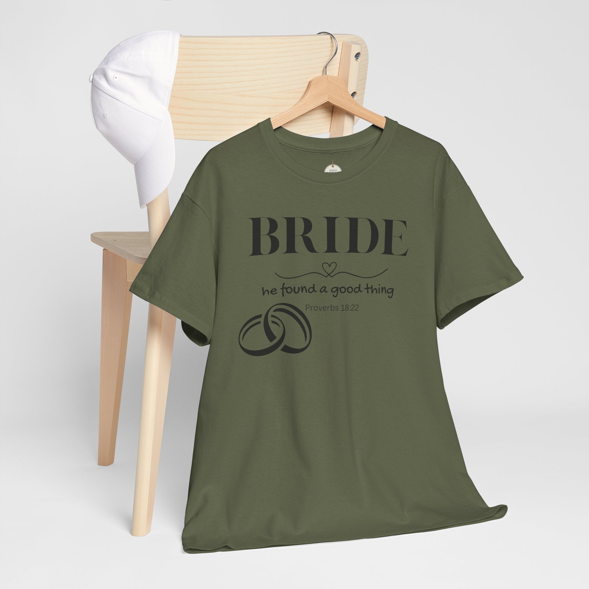 Bride T-Shirt — "We Found a Good Thing" Wedding Rings Tee - Christian - Personalized
