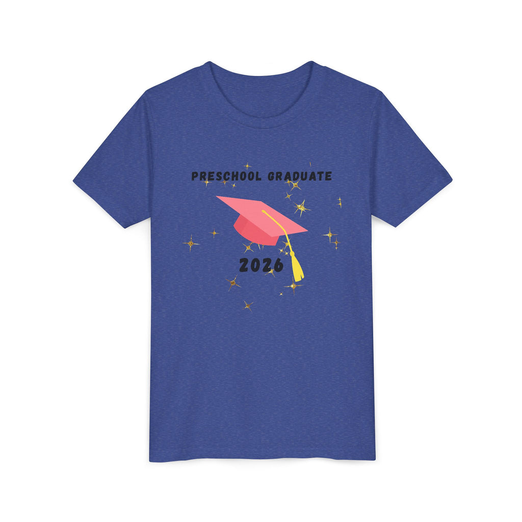 Preschool Graduate 2026 Youth Tee — Pink Graduation Cap Kids Shirt