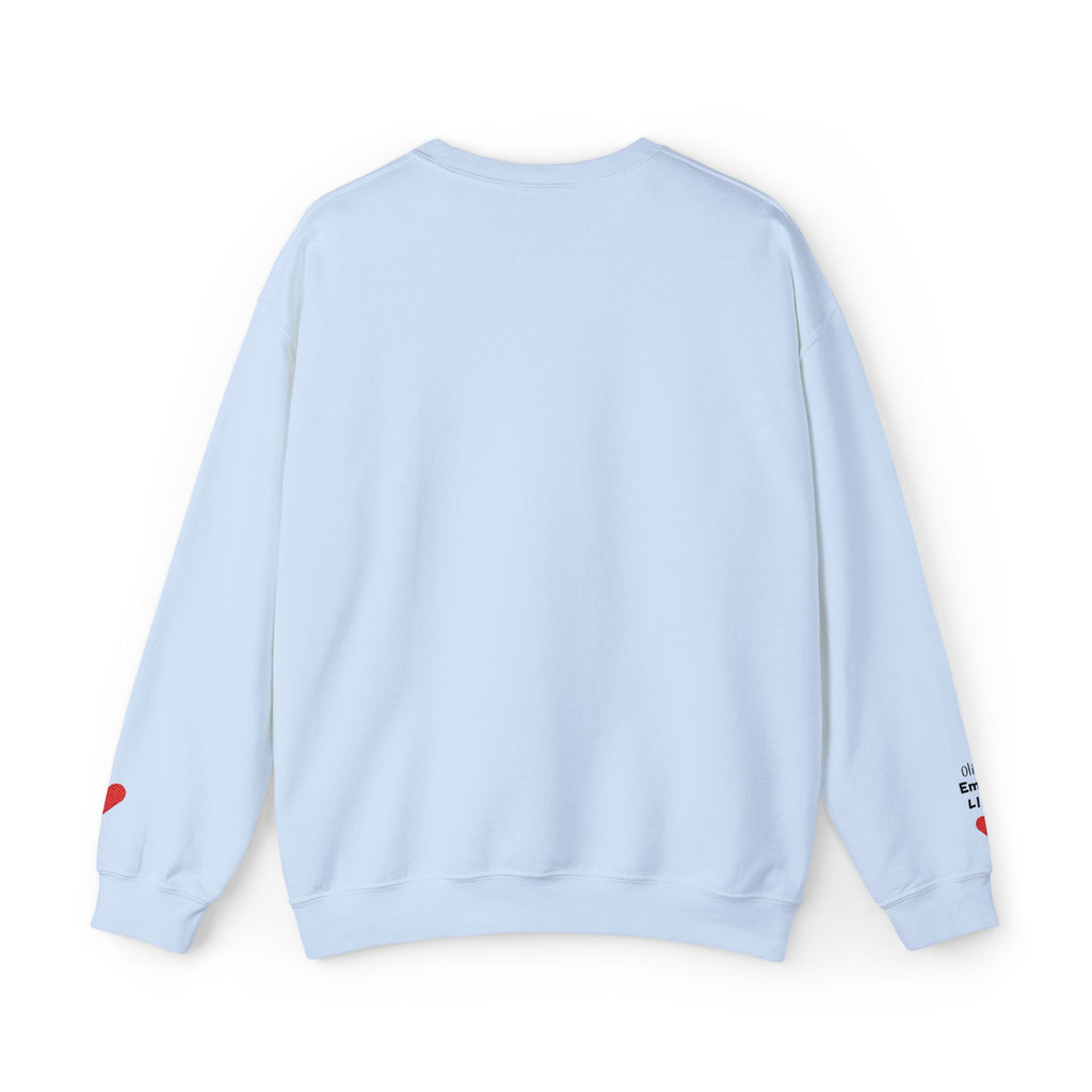 Embroidered - Personalized - Mama Crewneck Sweatshirt — Cozy Mother's Day Pullover with Heart Sleeve Detail