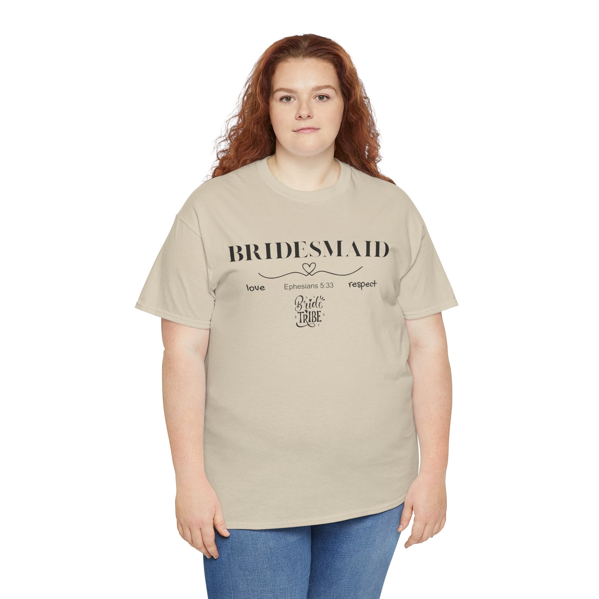 Bridesmaid T-Shirt — Elegant Script Bridal Party Tee (‘Bridesmaid’ with Heart) - Christian