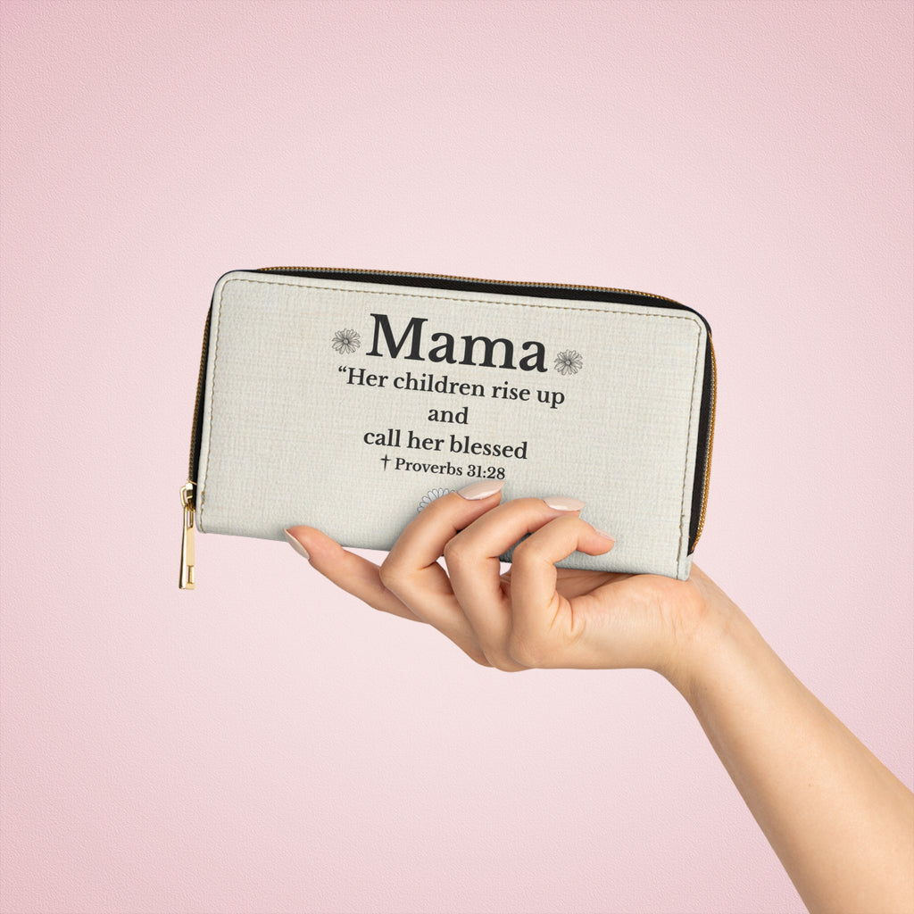 Mama Proverbs 31:28 Zipper Wallet — 'Her children rise up' Blessed Floral Wallet - Mother's Day Gift