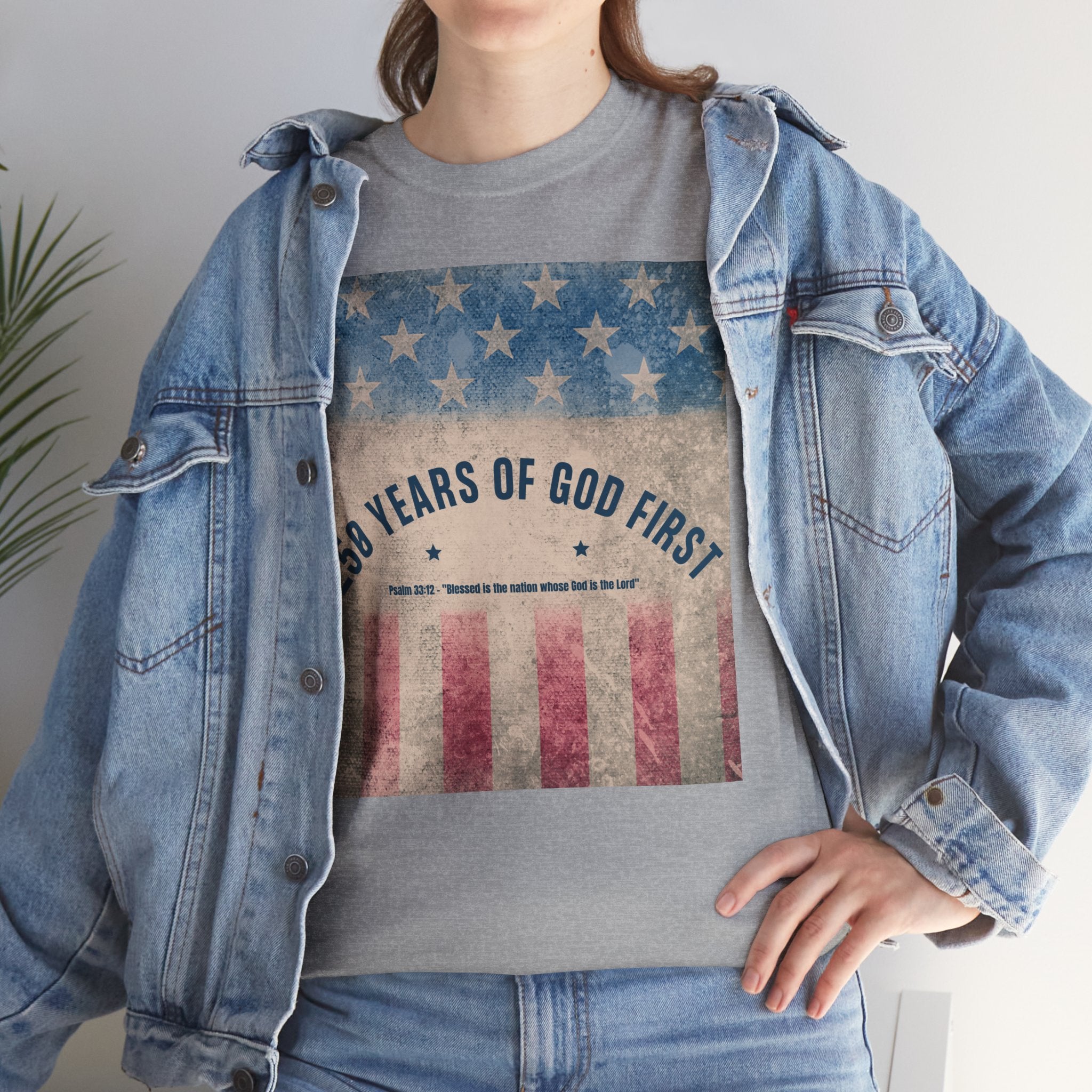 God First 250 Years Vintage American Flag  and Patriotic T-Shirt