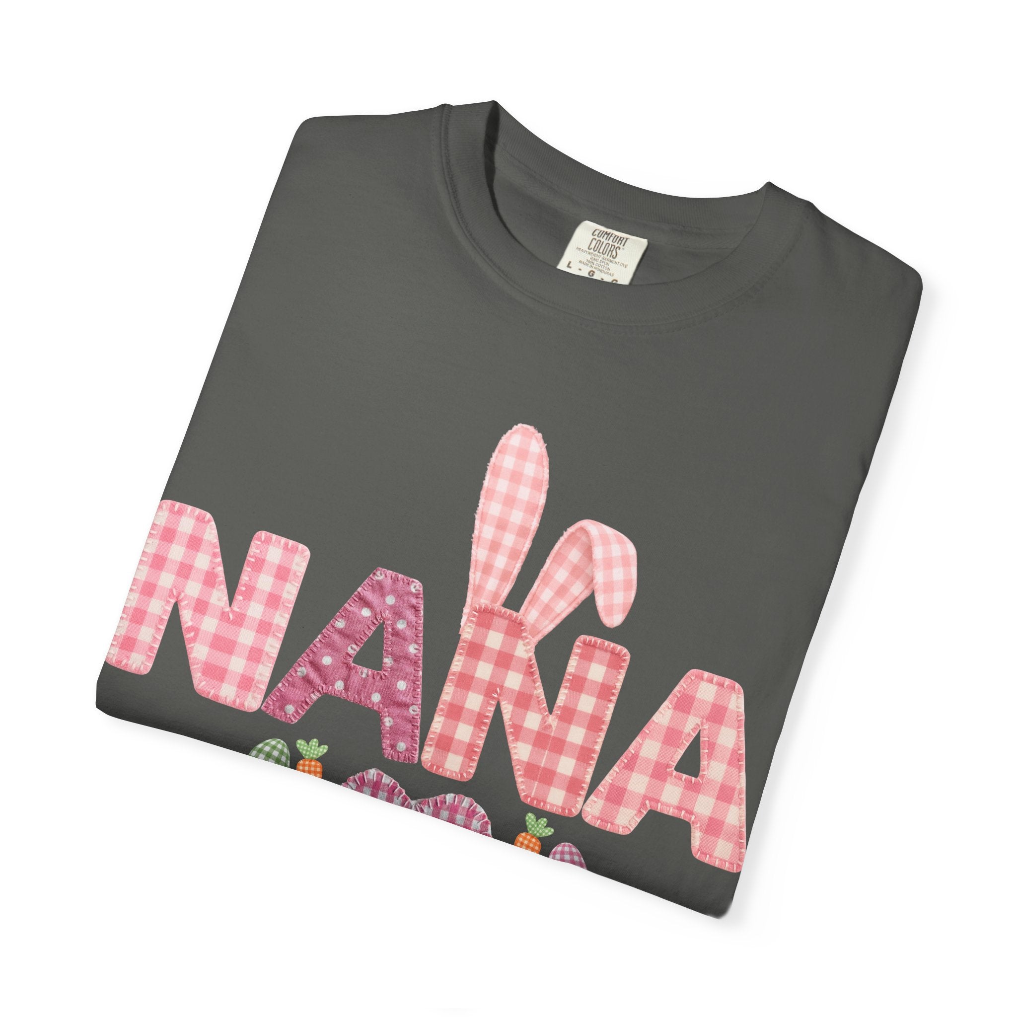 Nana Pink Gingham Heart Easter T-Shirt Comfort Colors