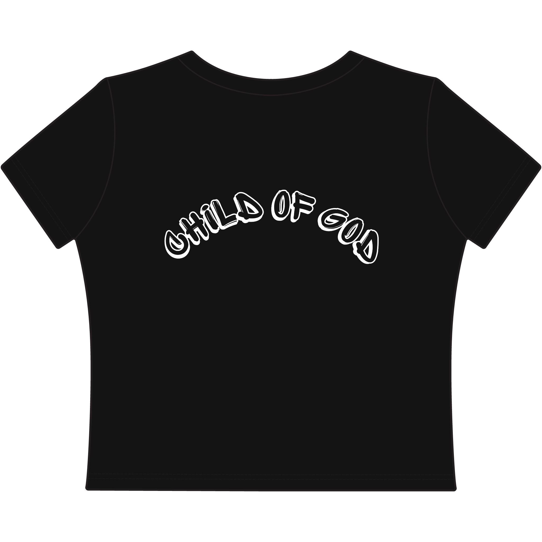 Child of God Women's Baby Tee — He's Got My Back Religious Graphic Top