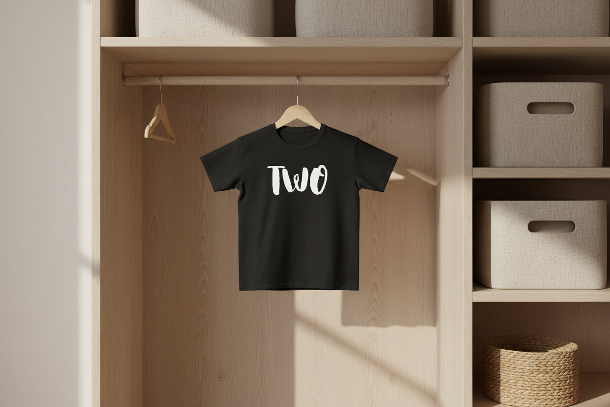 'Two' Kids T‑Shirt – Birthday Toddler Number Shirt for 2-Year-Olds