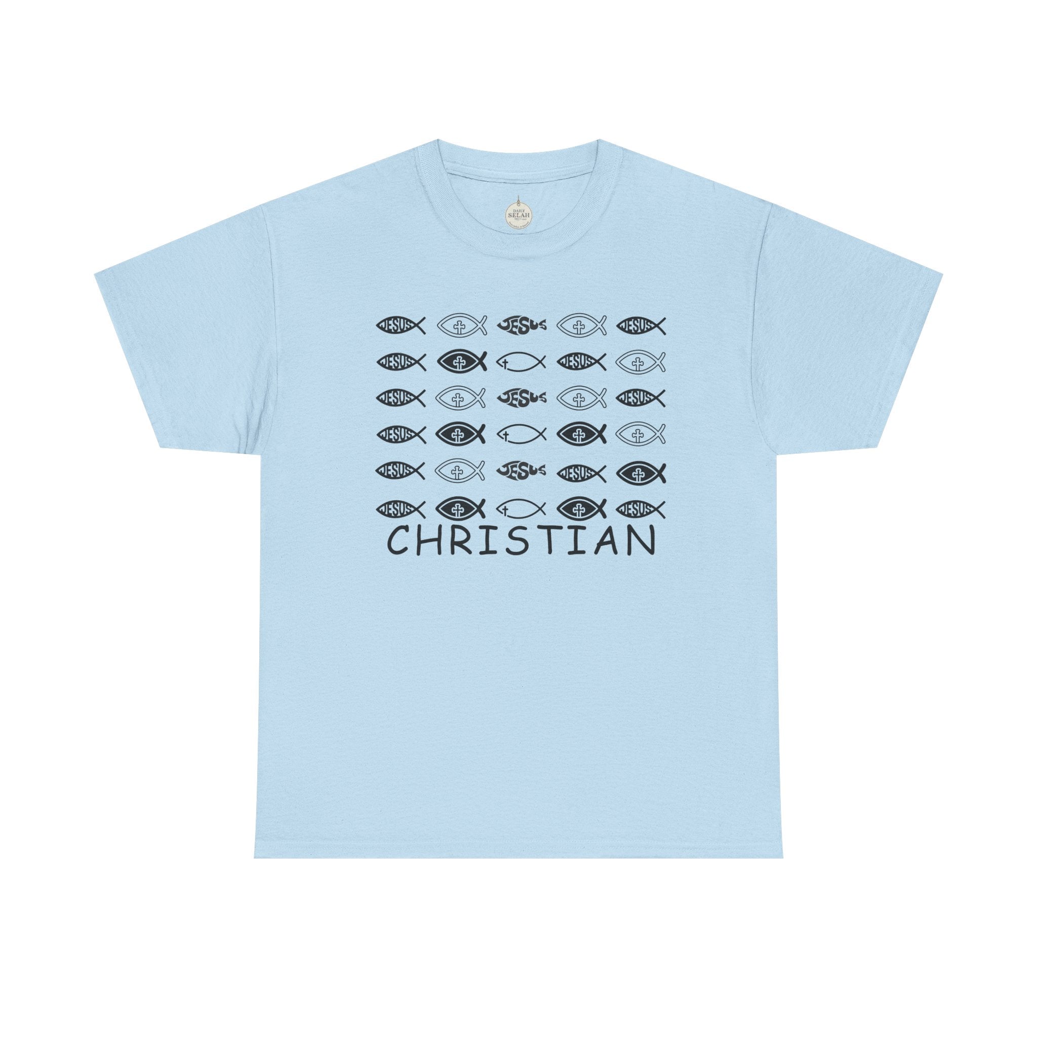 Christian Fish Pattern T‑Shirt — Ichthys Faith Tee - JESUS FISH