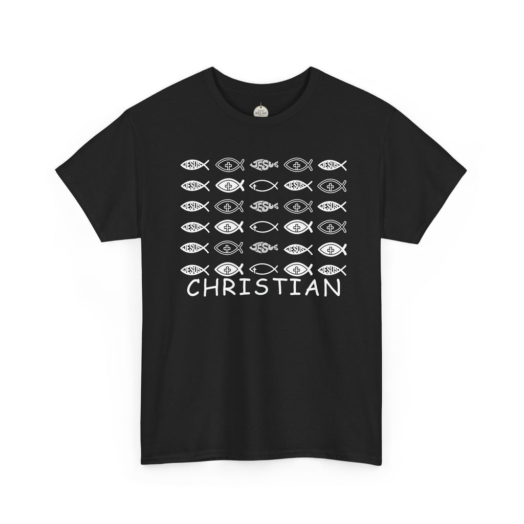 Christian Fish Pattern T‑Shirt — Ichthys Faith Tee - JESUS FISH
