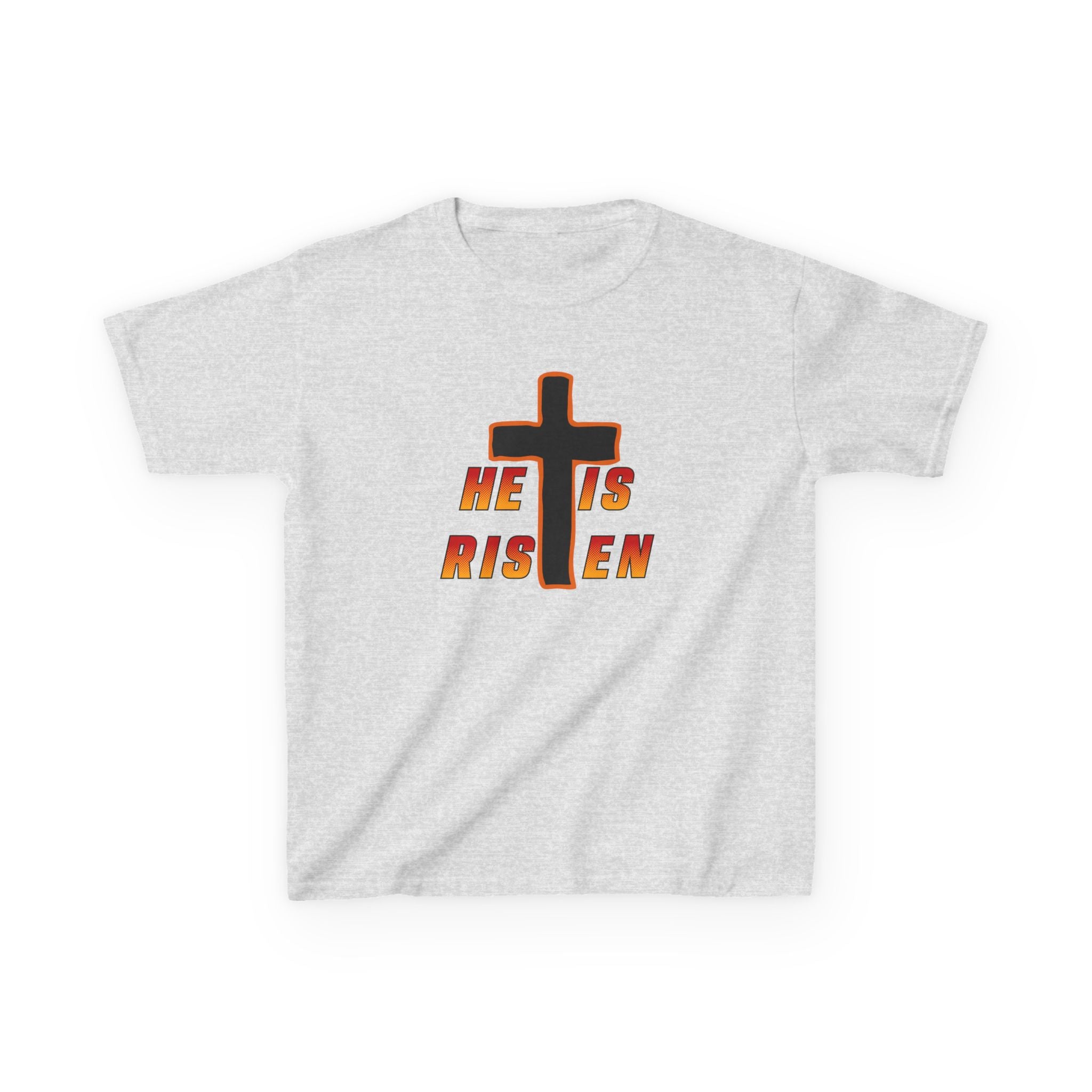 Kids Tee — "He Is Risen" Cross Easter T‑Shirt
