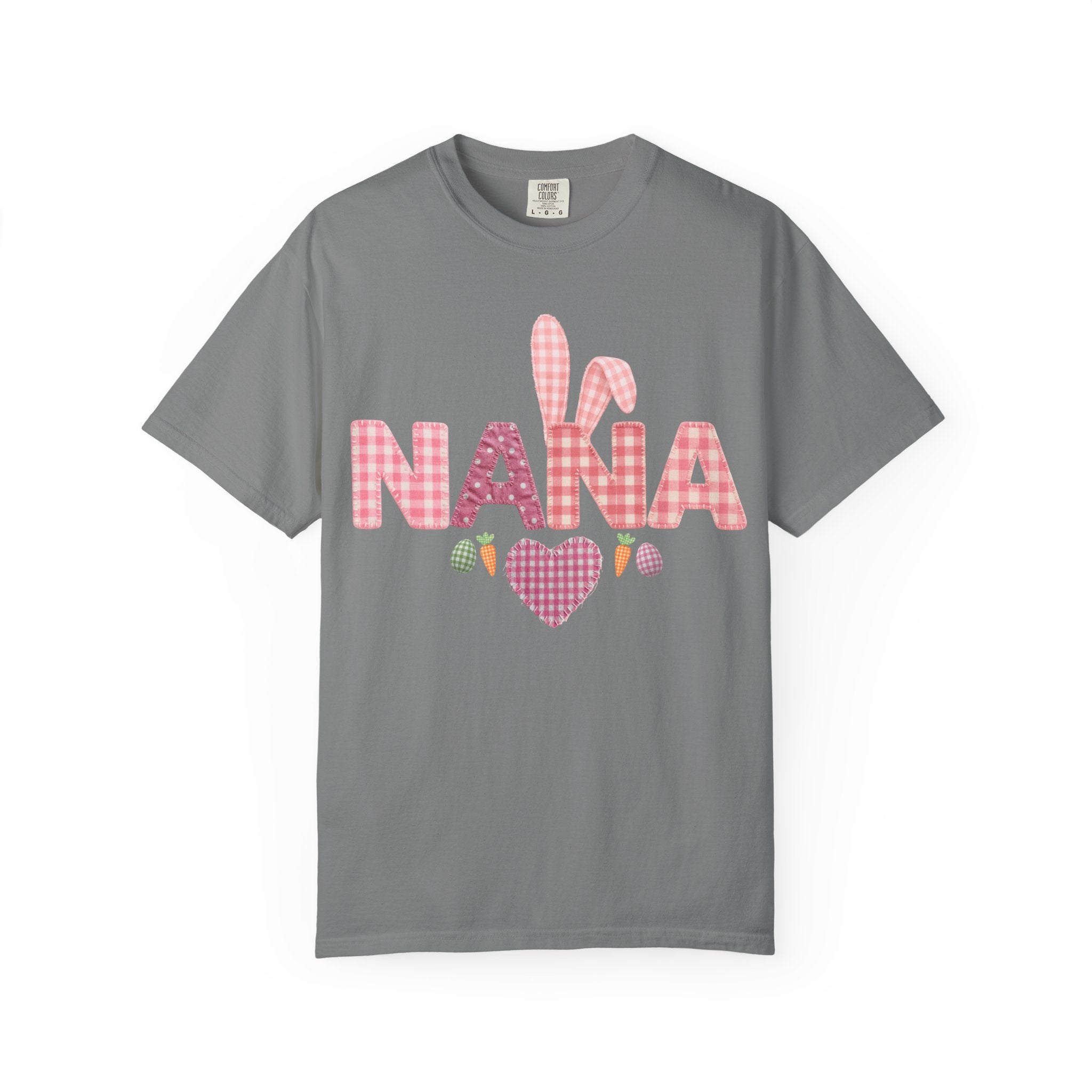 Nana Pink Gingham Heart Easter T-Shirt Comfort Colors