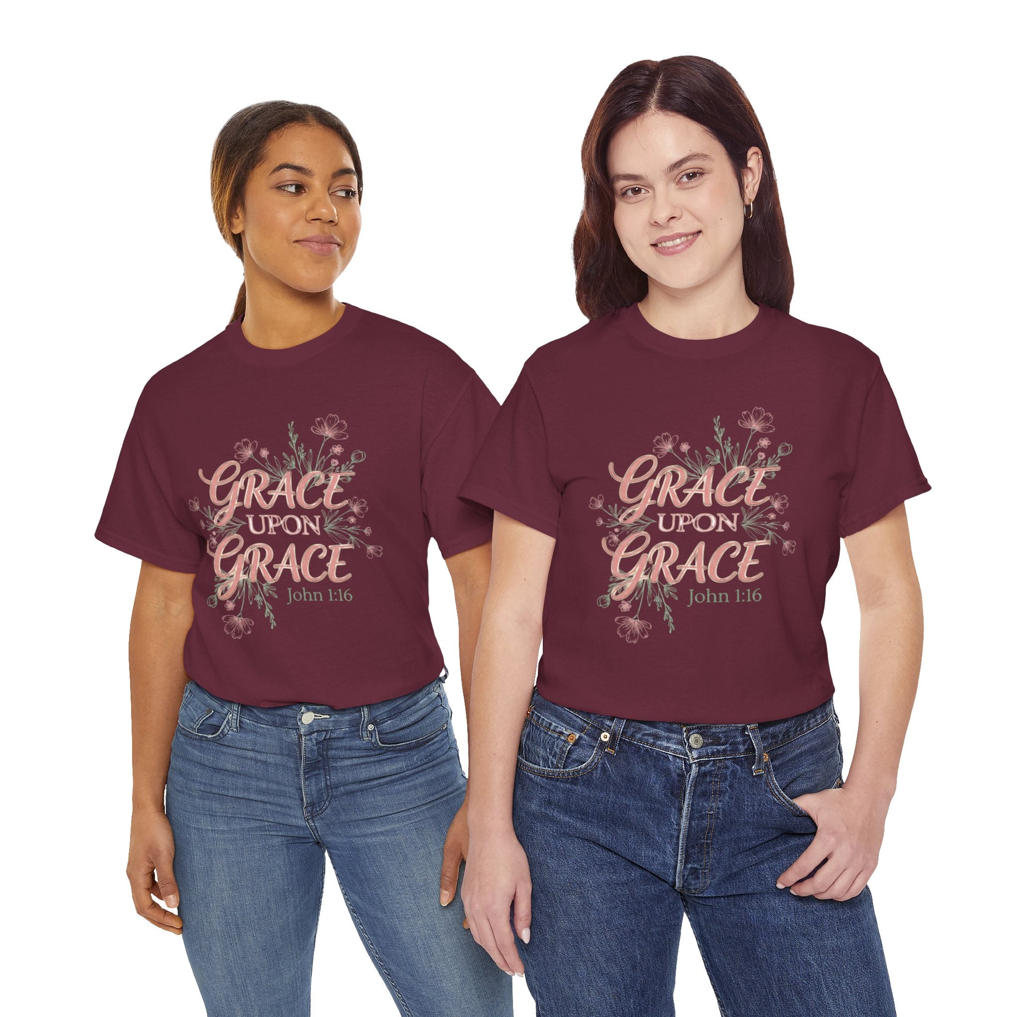 Grace Upon Grace Tee — John 1:16 Floral Christian T-Shirt