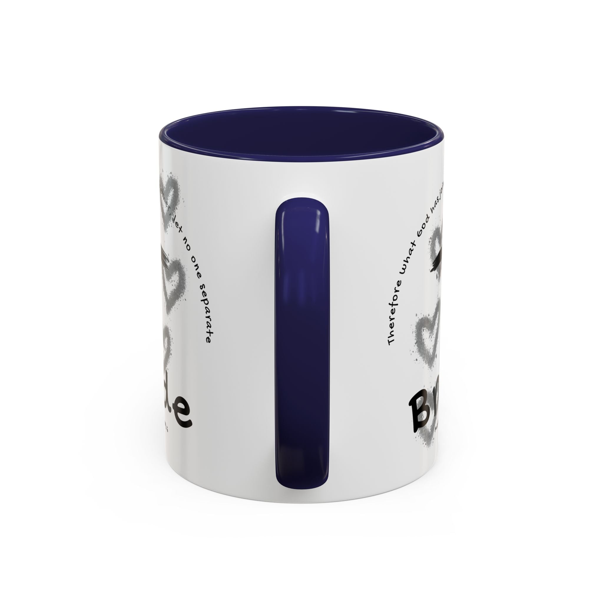 Bride Coffee Mug — Christian Cross & Hearts Accent Mug (Matthew 19:6)