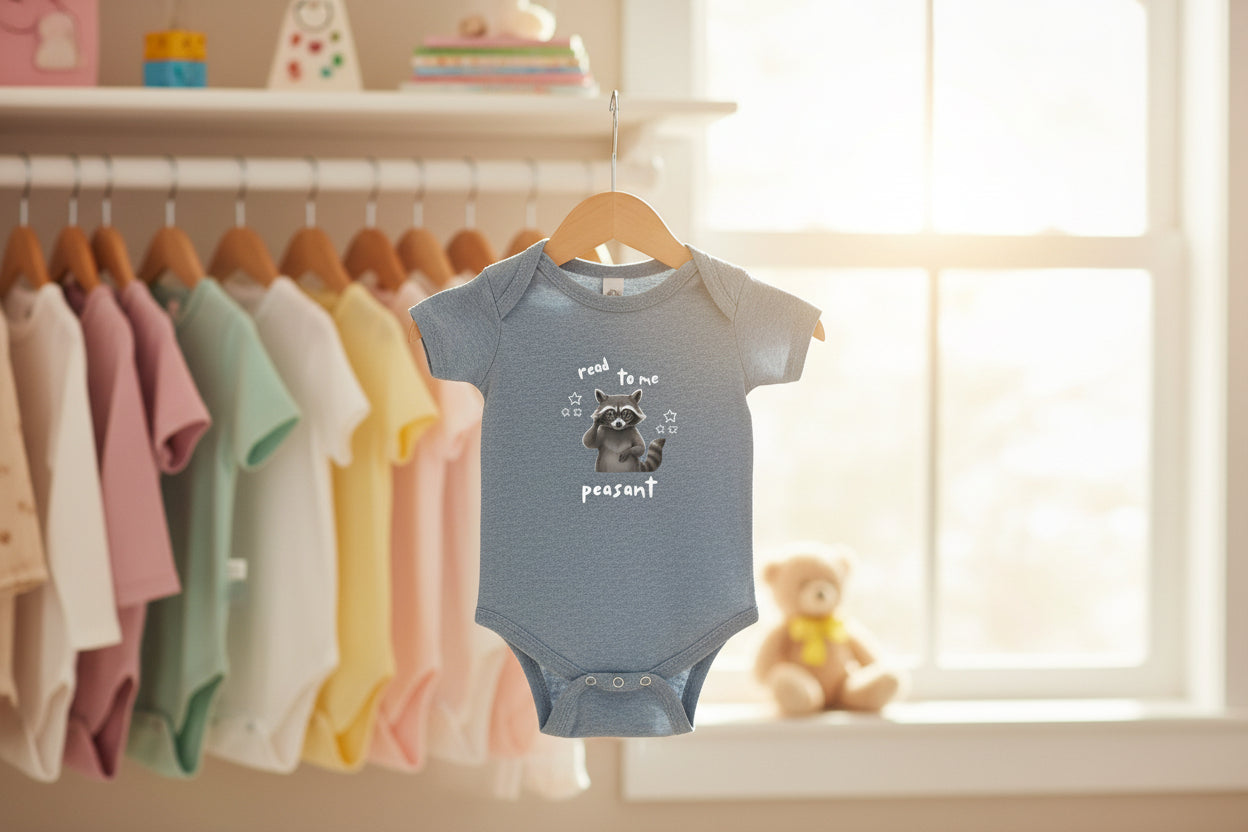 'Read to Me, Peasant' Raccoon Baby Bodysuit — Cute Funny Infant Onesie