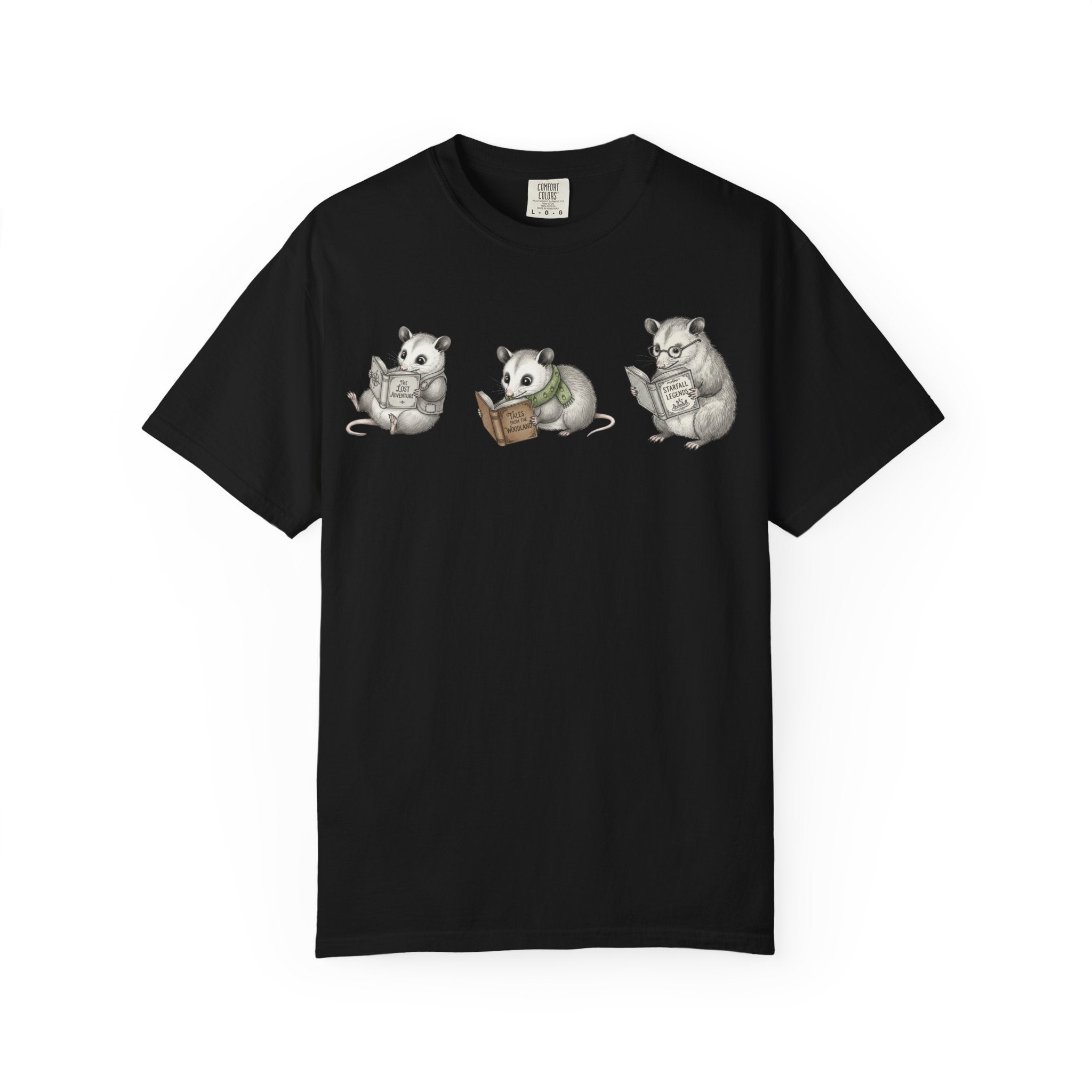 Reading Possum T-Shirt — Cute Trio Illustration Tee