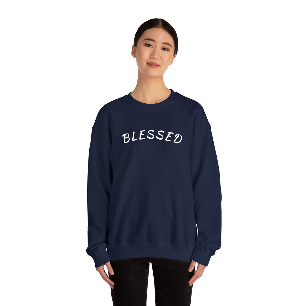 Embroidered Blessed Crewneck Sweatshirt — Minimal Faith-Inspired Pullover