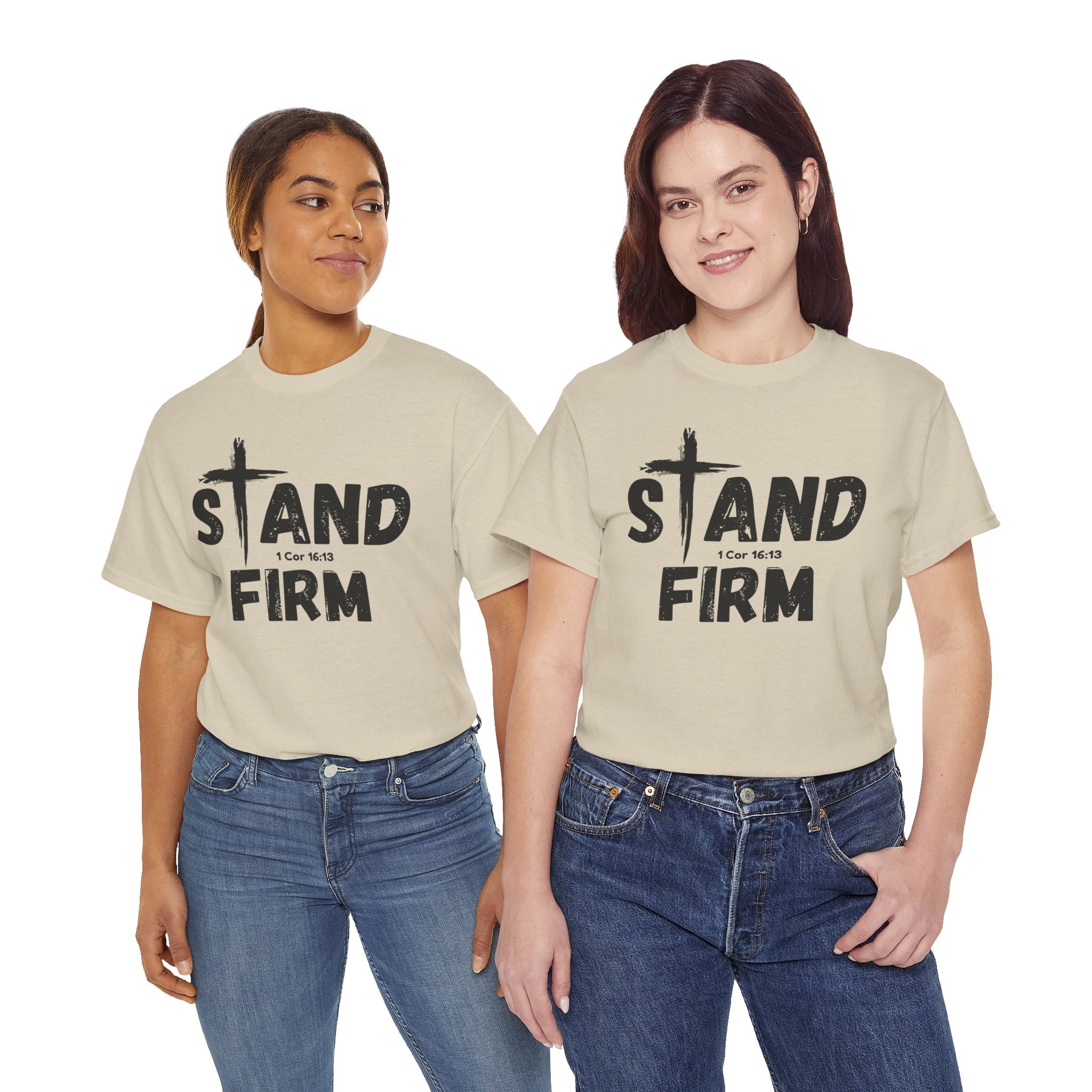 Stand Firm T-Shirt — Christian Faith Tee with Cross & 1 Cor 16:13 Inspirational Design