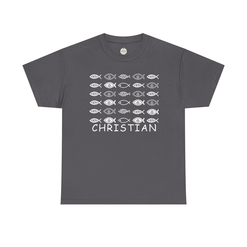Christian Fish Pattern T‑Shirt — Ichthys Faith Tee - JESUS FISH