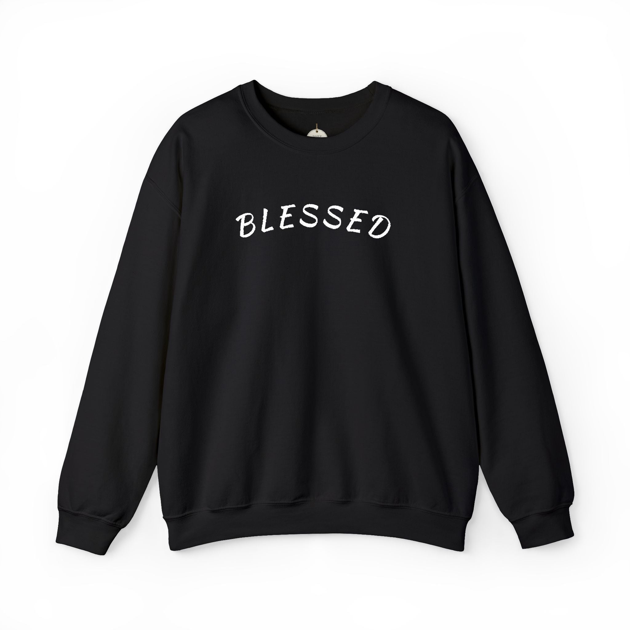 Embroidered Blessed Crewneck Sweatshirt — Minimal Faith-Inspired Pullover