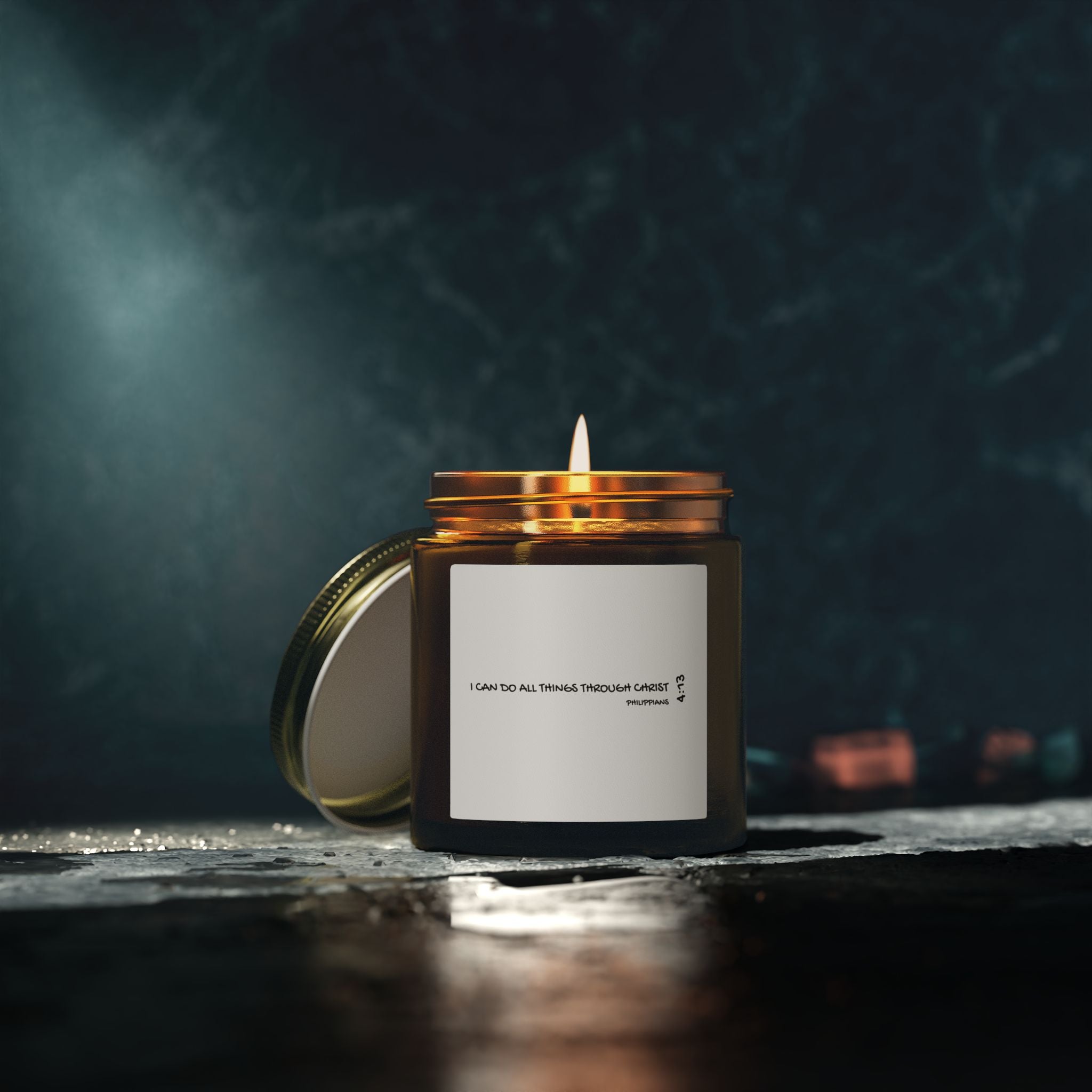 Coconut Apricot and Other Scented Candle (4oz/9oz) — Faith Inspirational 'I Can Do All Things' Jar Candle