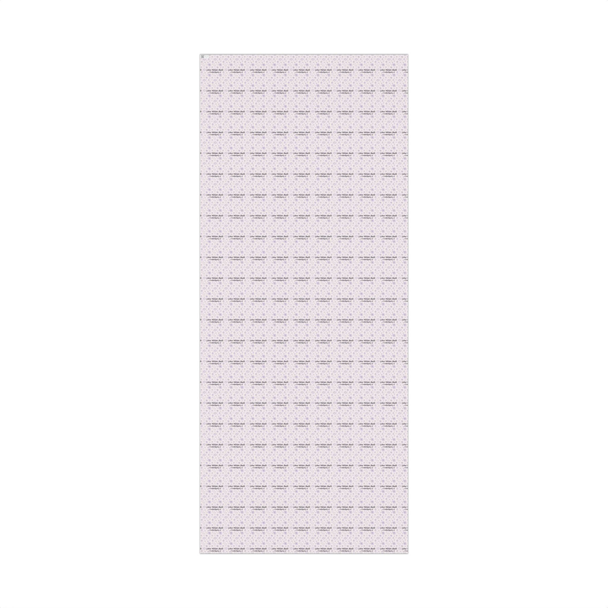 Floral "Love Never Fails" Gift Wrap Paper — Lavender Christian Wrapping Sheets