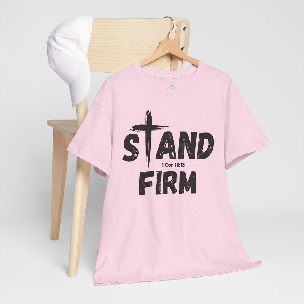 Stand Firm T-Shirt — Christian Faith Tee with Cross & 1 Cor 16:13 Inspirational Design