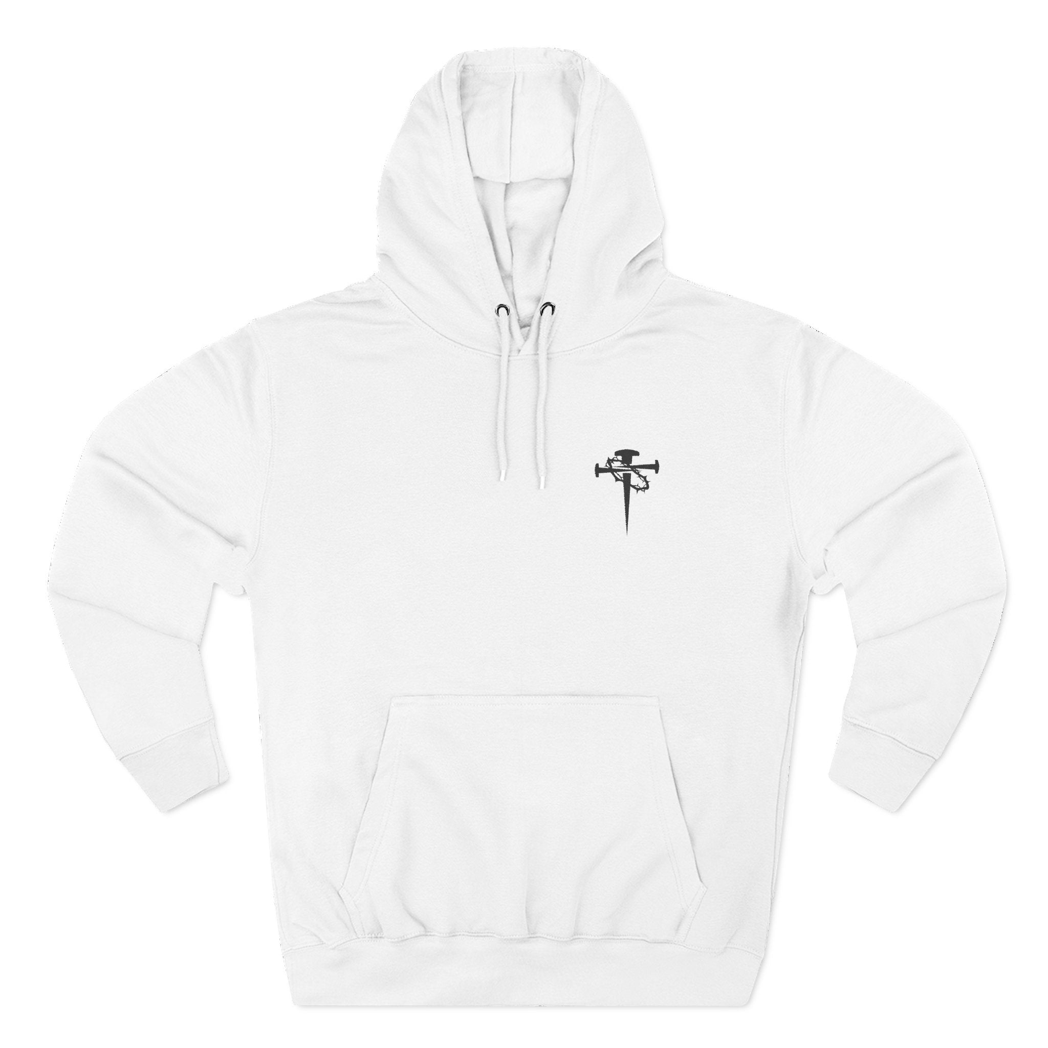 Embroidered Cross & Dagger with Thorn of Crowns — Minimal Christian Chest Graphic Logo Fleece Pullover