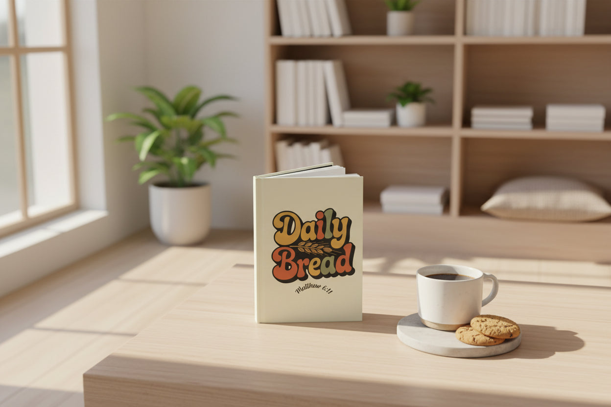 Daily Bread Hardcover Journal — Faith Scripture Notebook (Matthew 6:11)