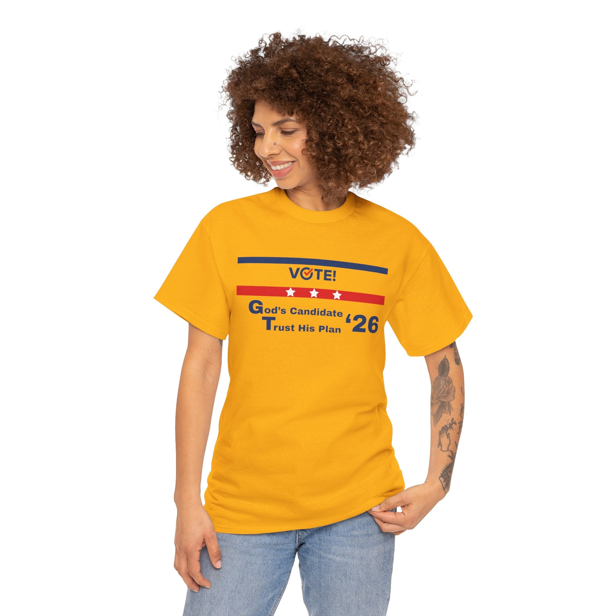 Political Vote '26 T‑Shirt — "God's Candidate Trust His Plan" Patriotic Tee