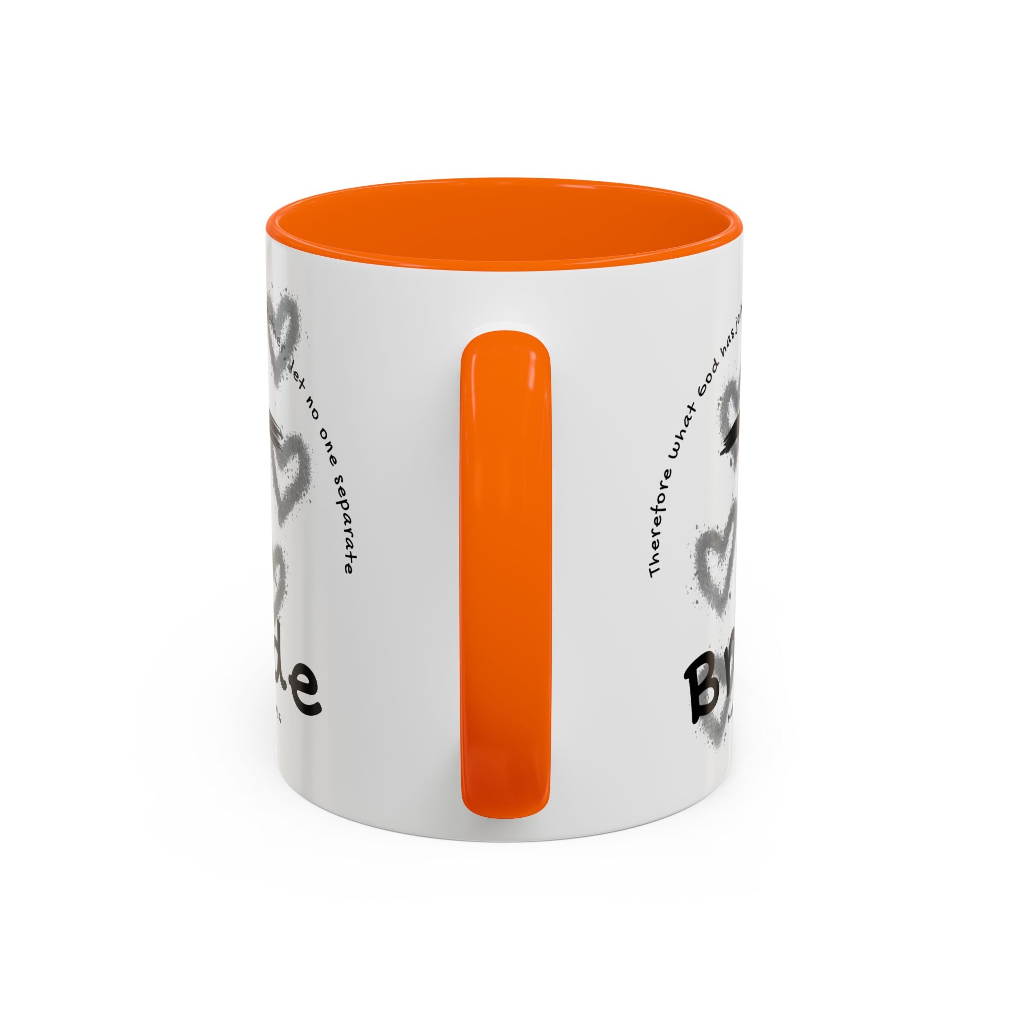 Bride Coffee Mug — Christian Cross & Hearts Accent Mug (Matthew 19:6)